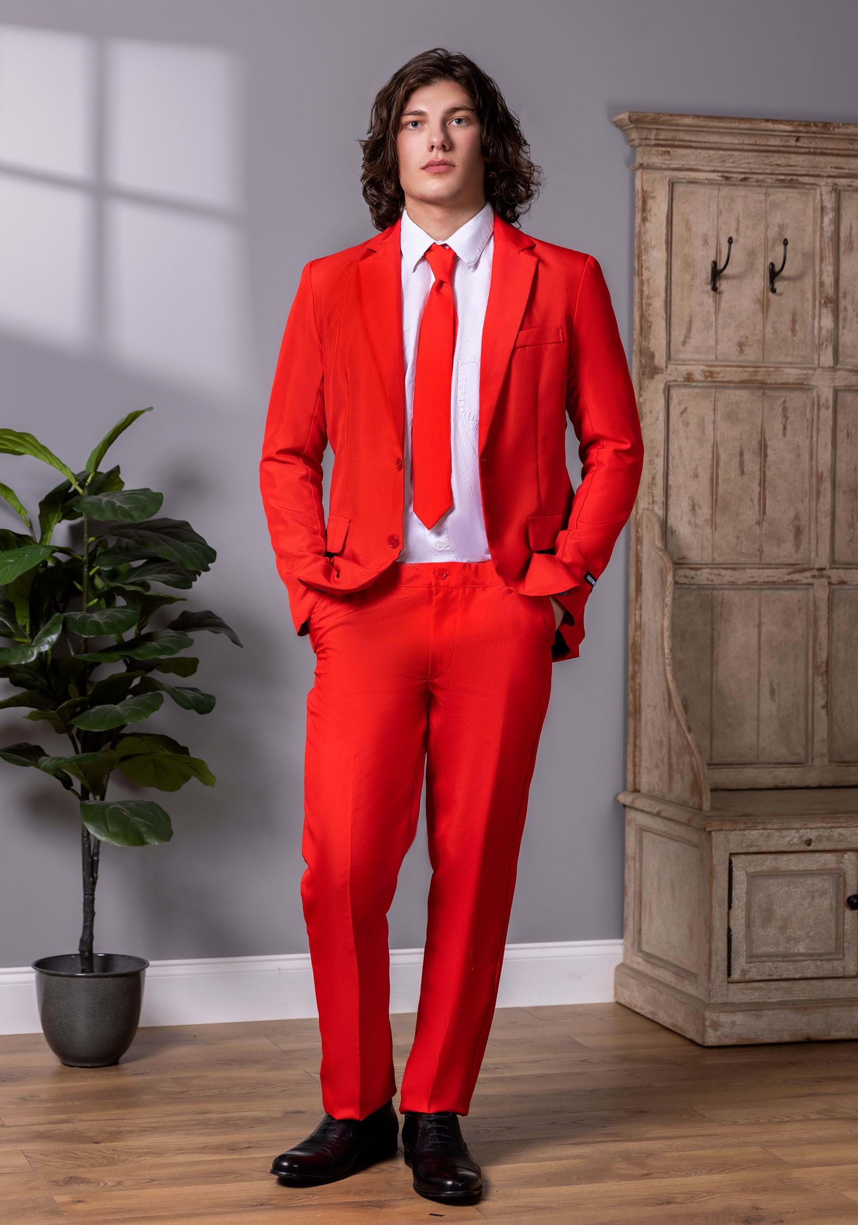 Suitmeister Men's Solid Red Suit
