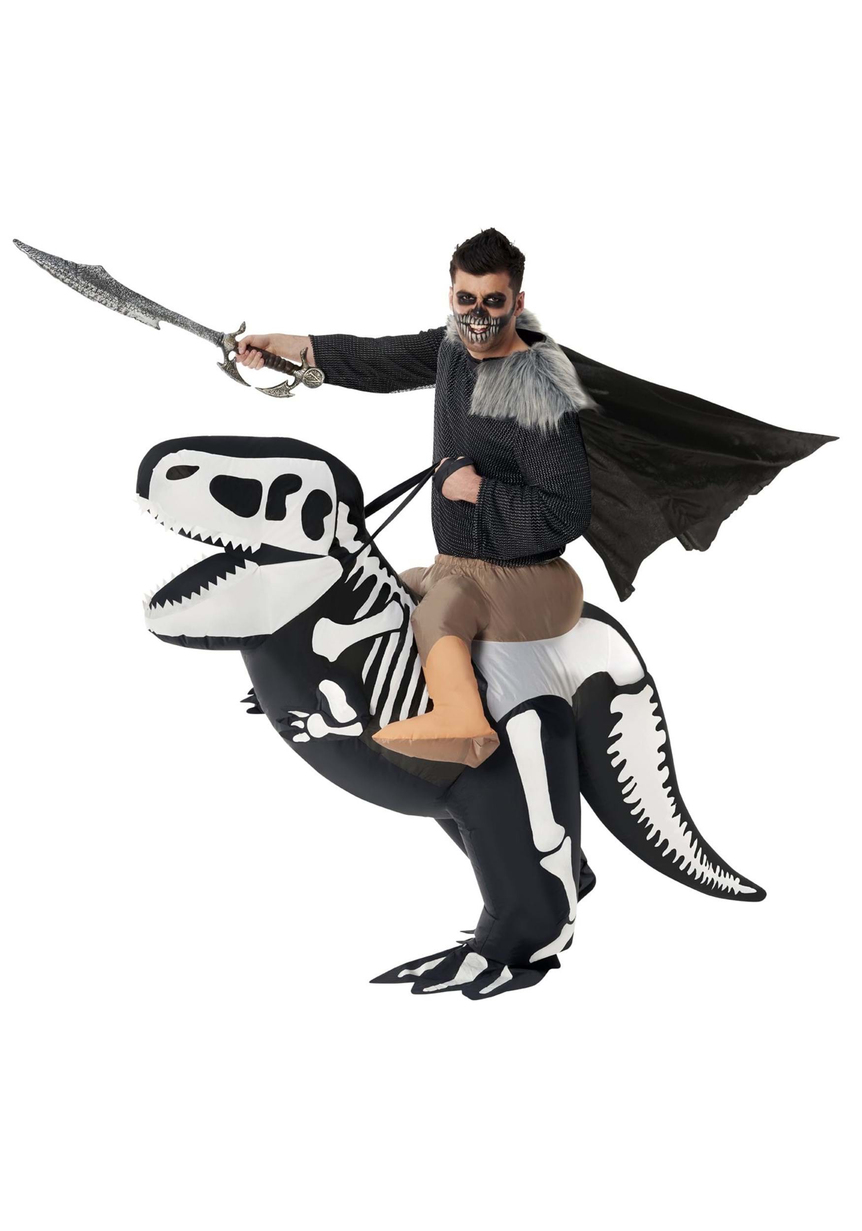 Adult Skeleton T-Rex Ride On Inflatable Fancy Dress Costume , Inflatable Dinosaur Fancy Dress Costumes