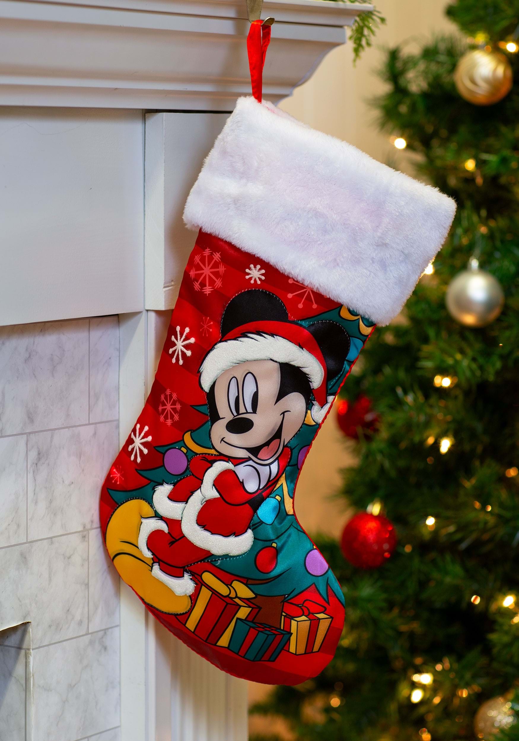 19 Inch Mickey Mouse With Tree Christmas Stocking , Mickey Mouse Decorations