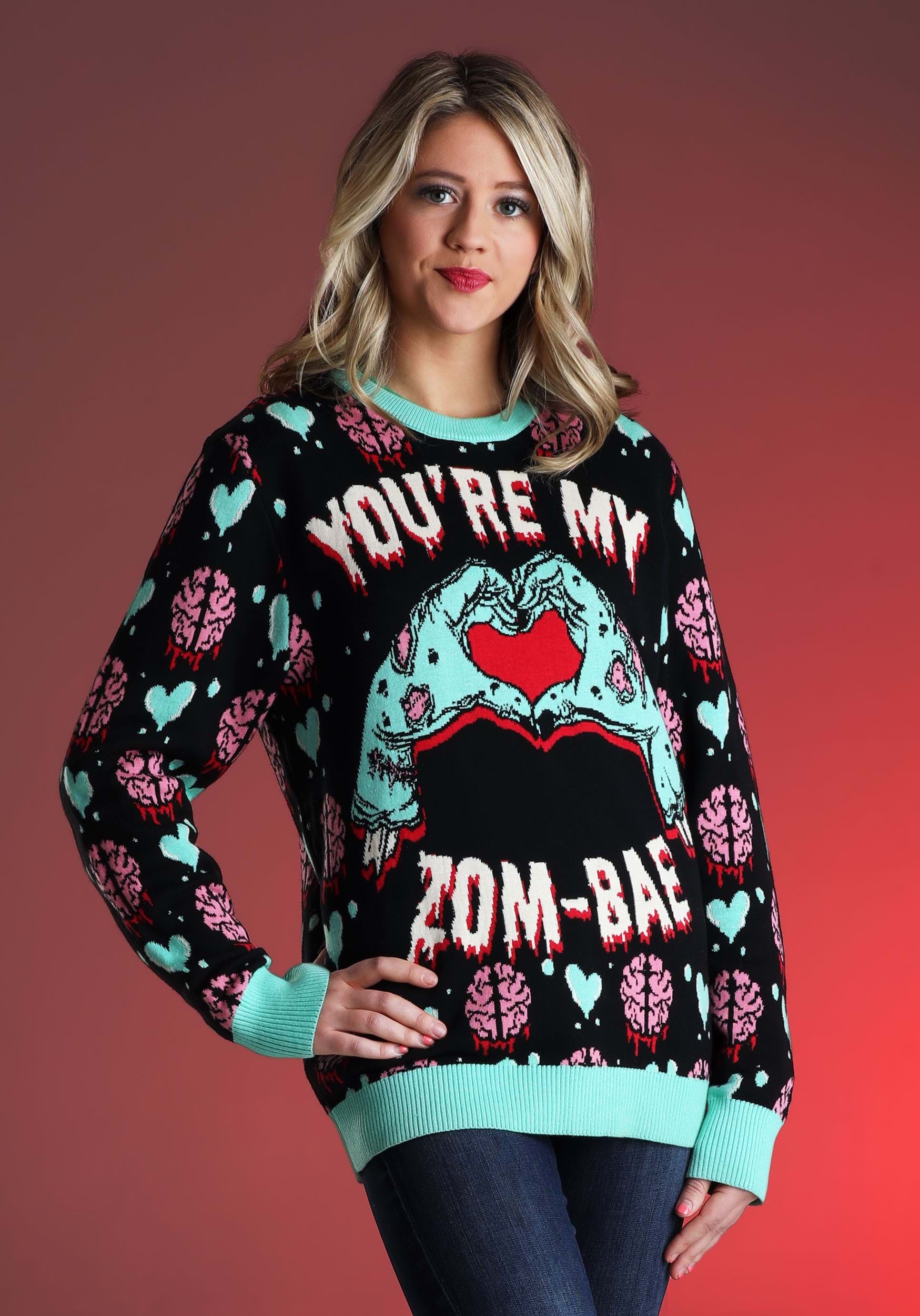 Adult You're My Zom-Bae Valentine's Day Sweater , Ugly Holiday Sweaters