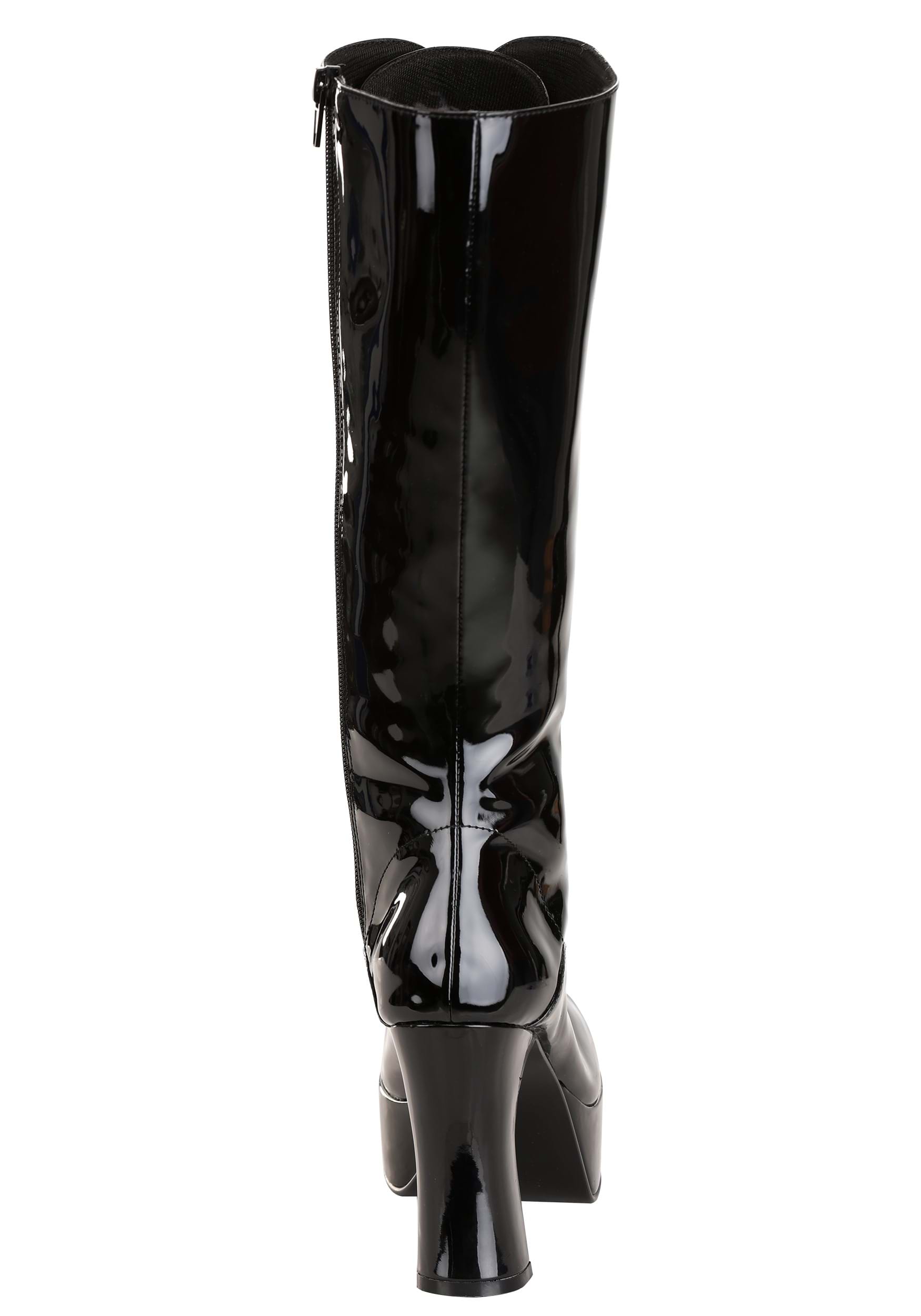 Faux Leather Sexy Black Knee High Boots