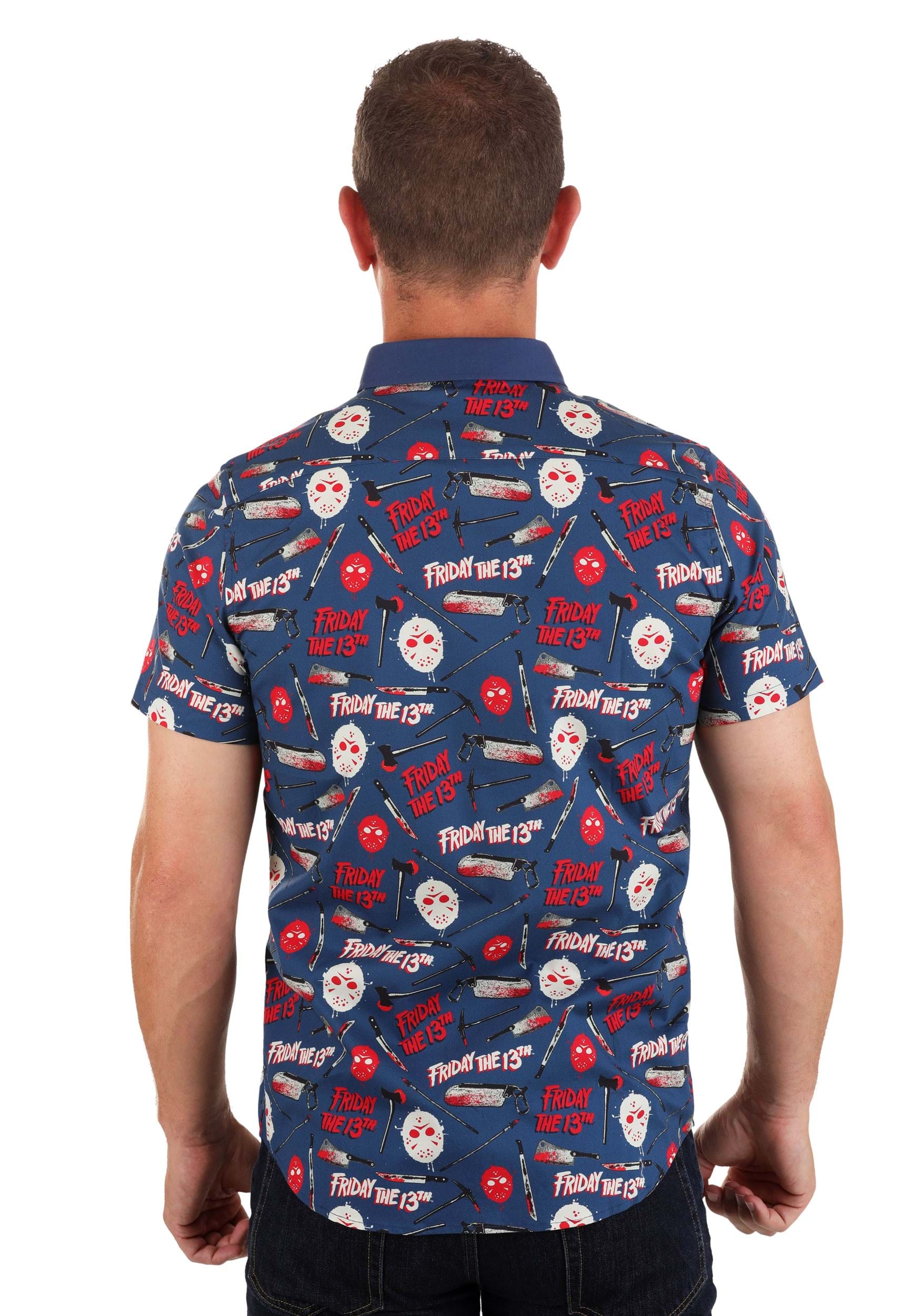 Thrills And Kills Friday The 13th Adult Button Up Shirt