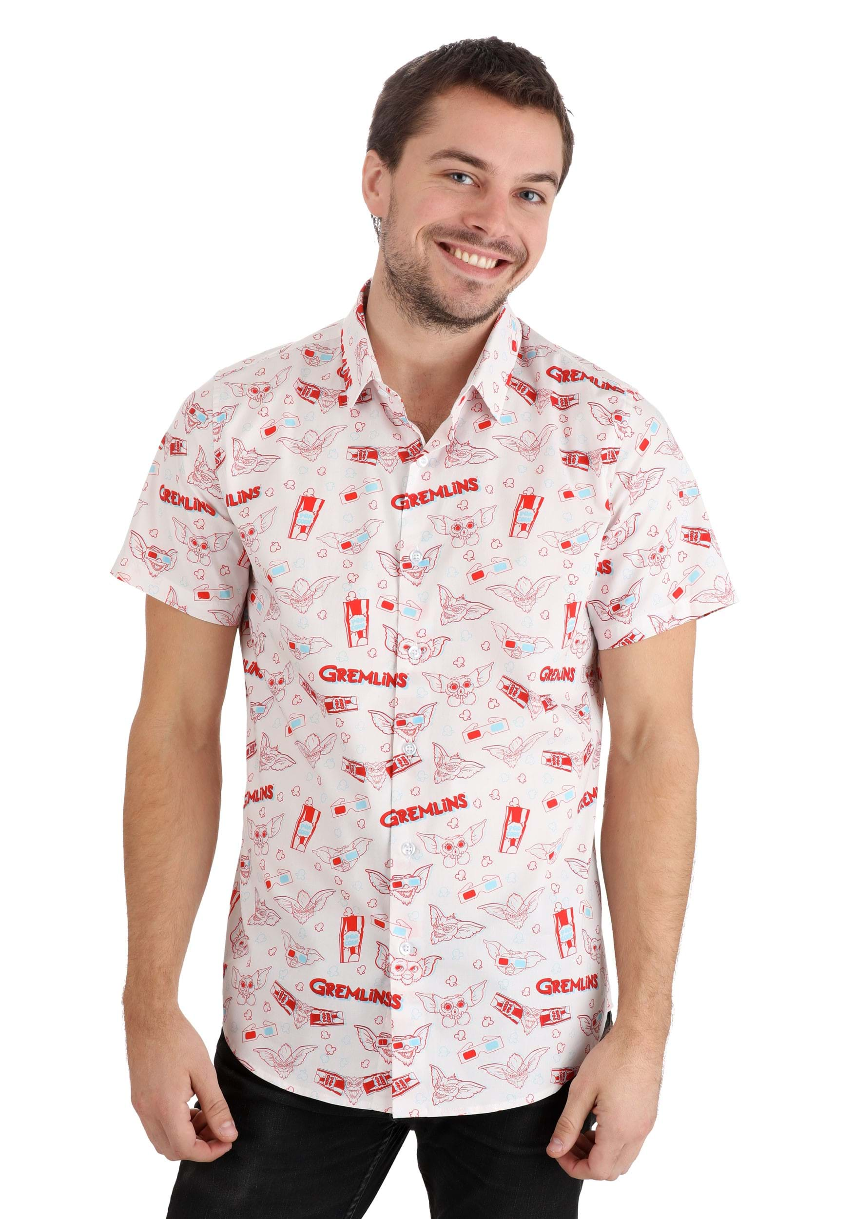 Going To The Movies Gremlins Adult Button Up Shirt