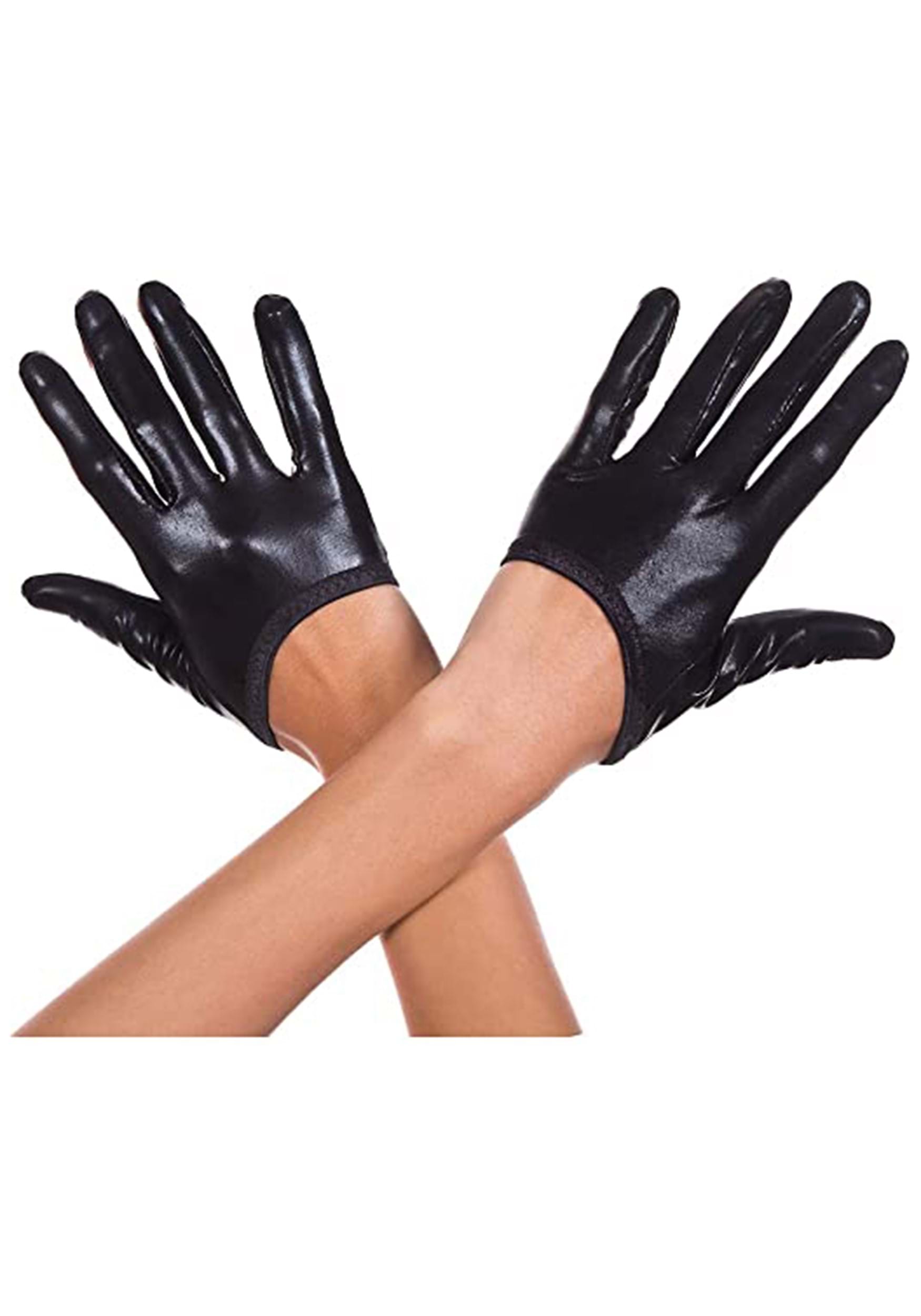 Black Cropped Gloves Accessory , Fancy Dress Costume Gloves