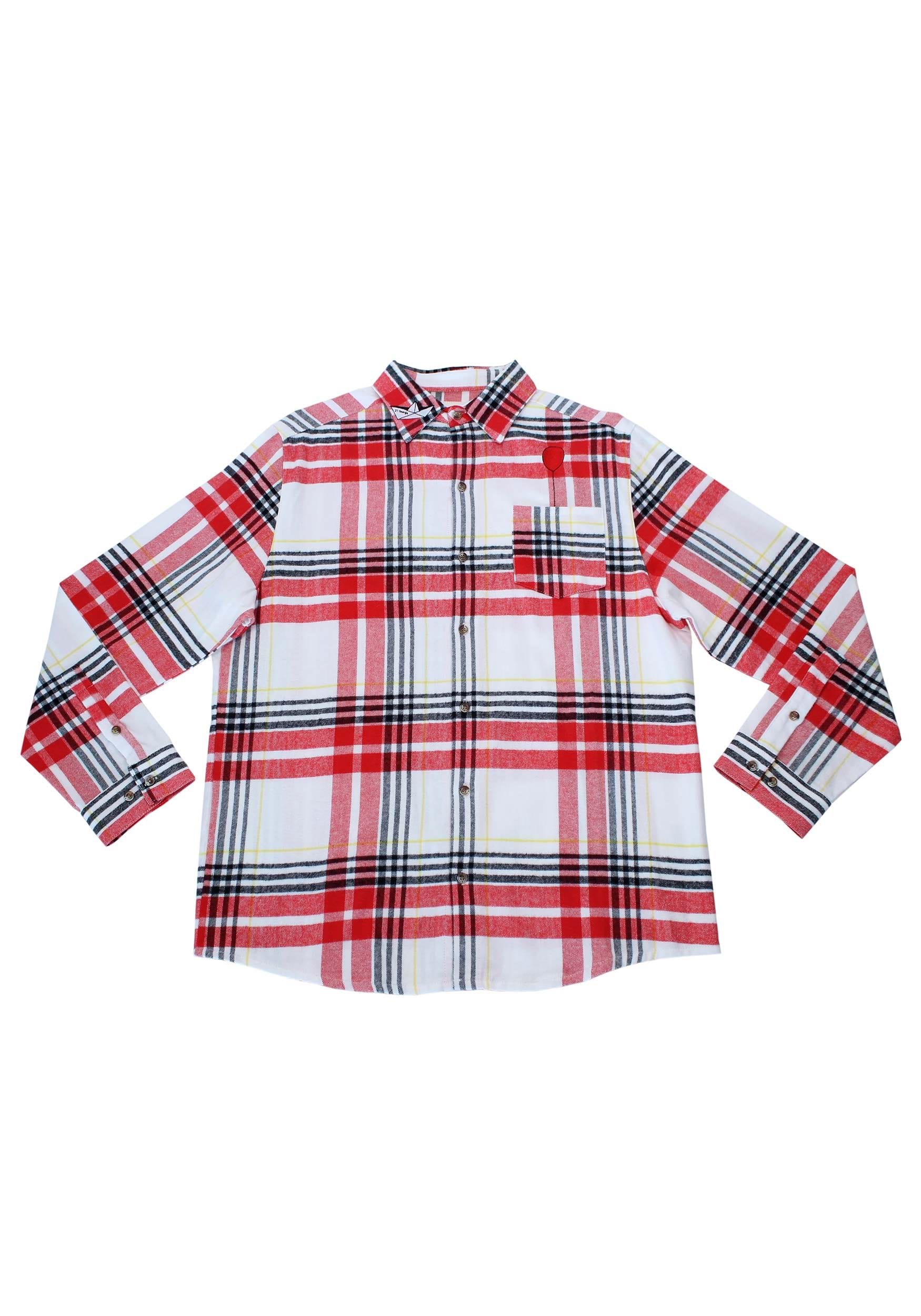 Unisex It Red and White Flannel | Adult Movie Apparel