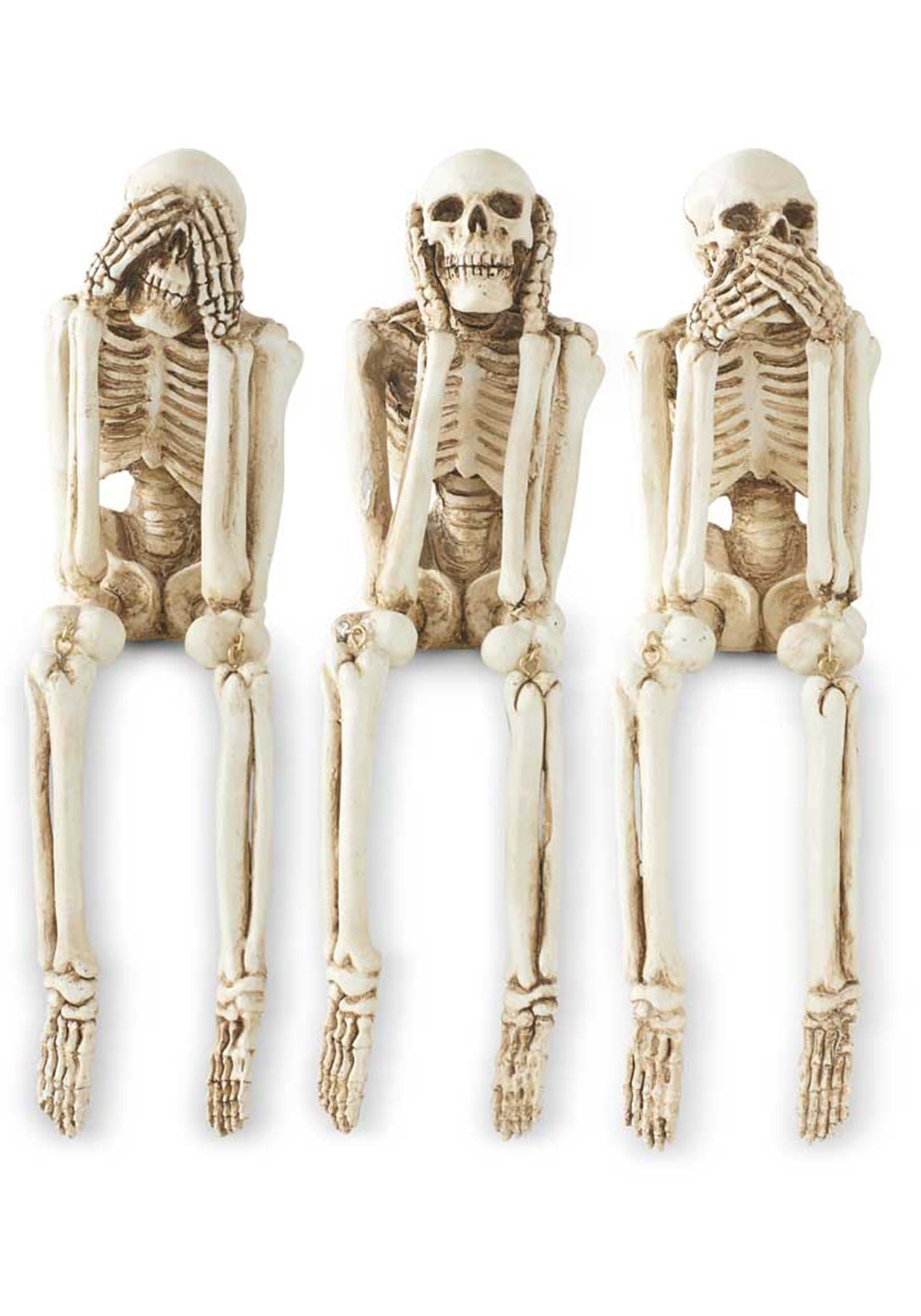 Set Of Three See No Evil, Hear No Evil, Speak No Evil Skeletons