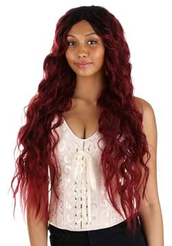 Womens Black and Red Long Wavy Wig
