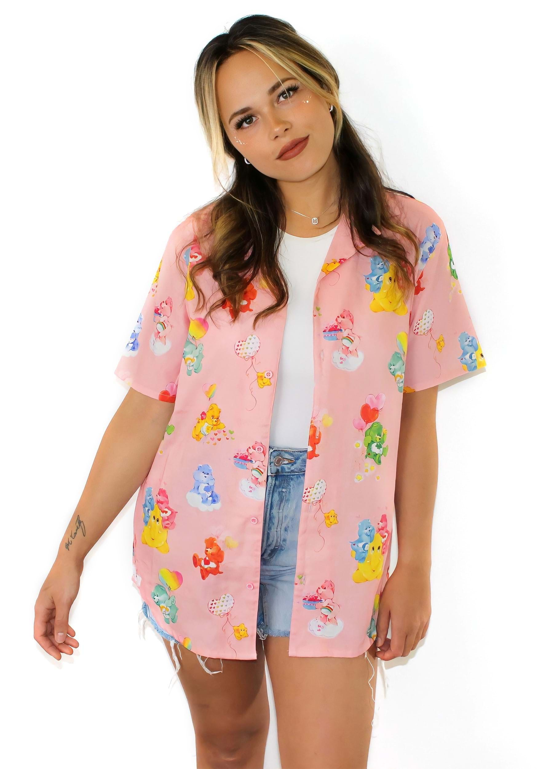 Cakeworthy Care Bears Adult Camp Collar Button Up Shirt