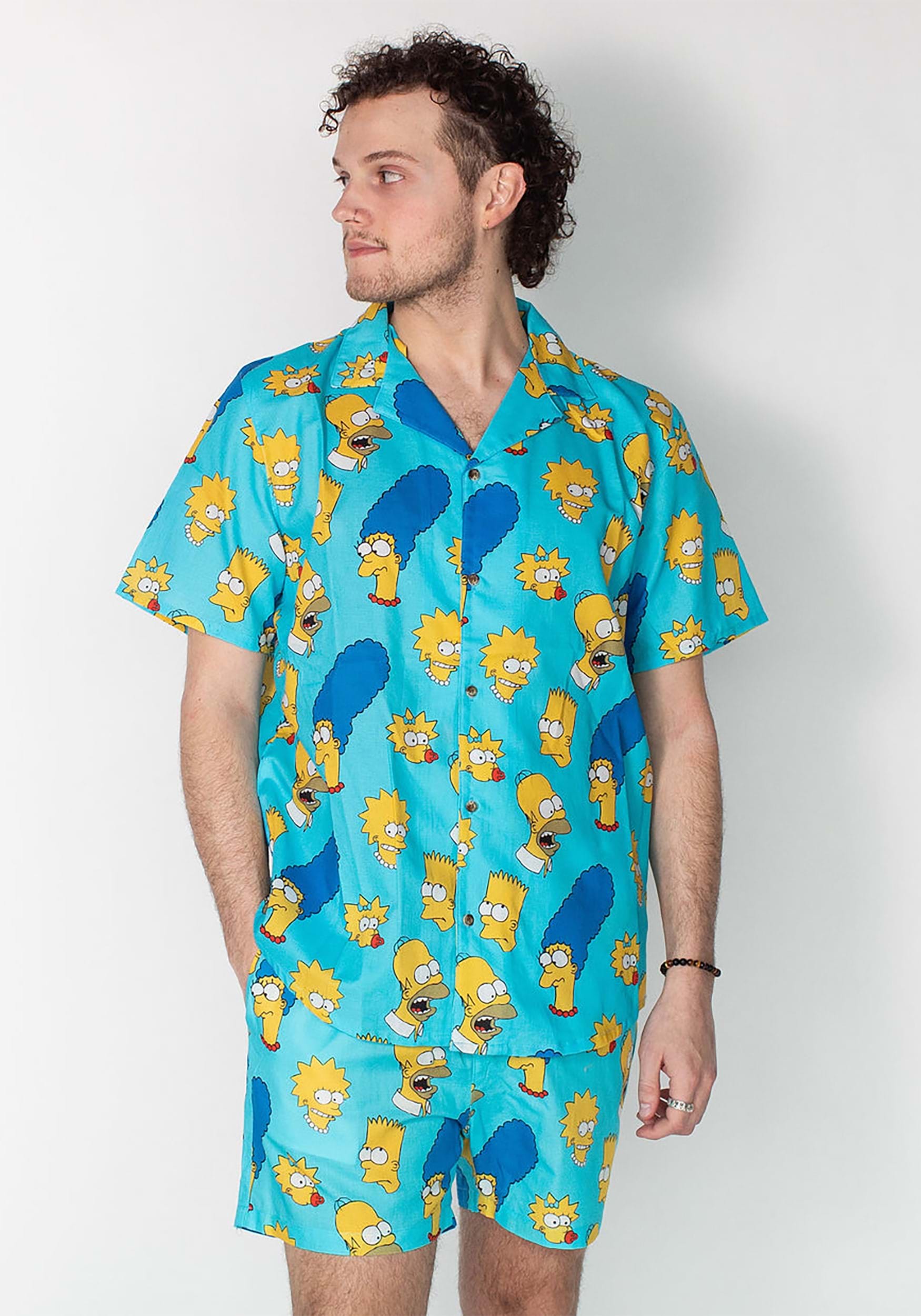 Adult Simpsons Co-ord Button Up Cakeworthy Shirt
