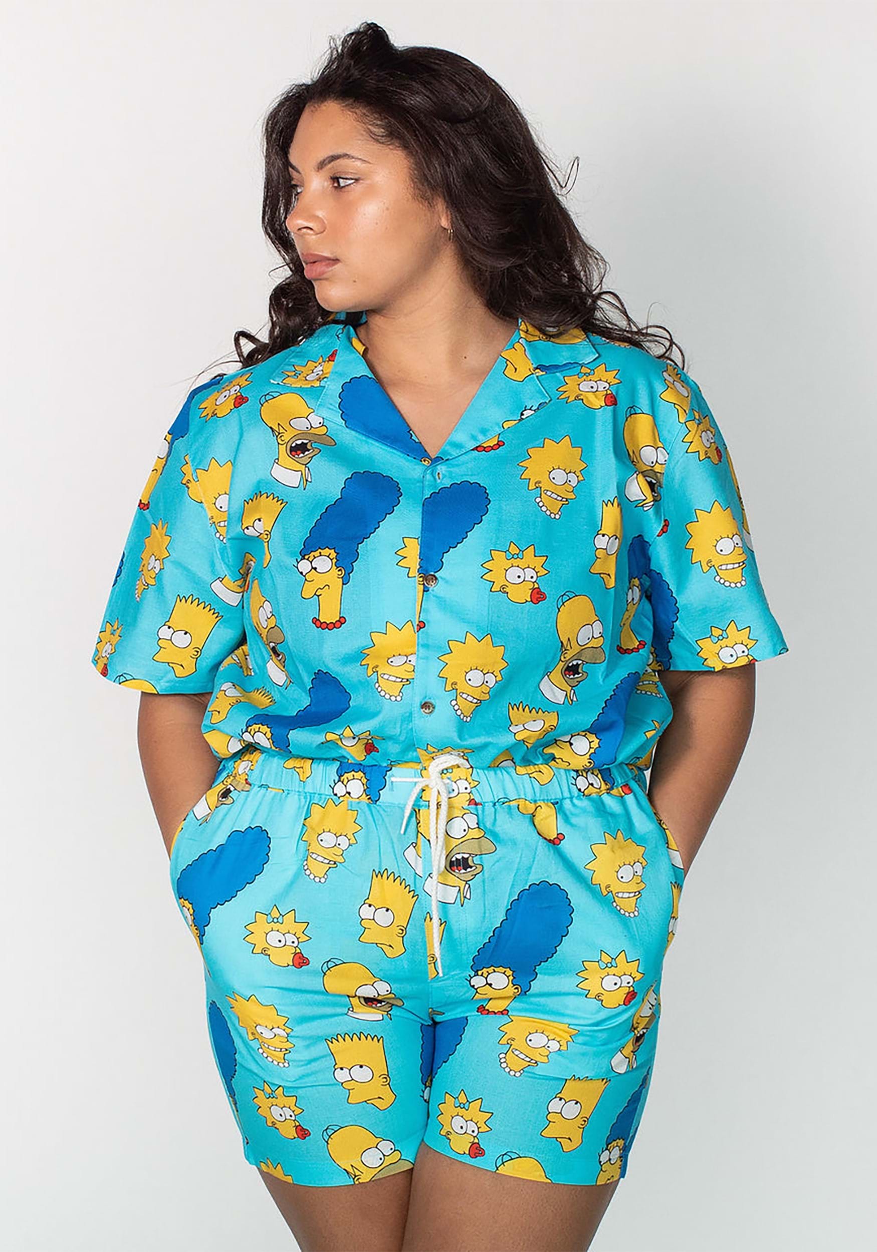 Adult Simpsons Co-ord Button Up Cakeworthy Shirt