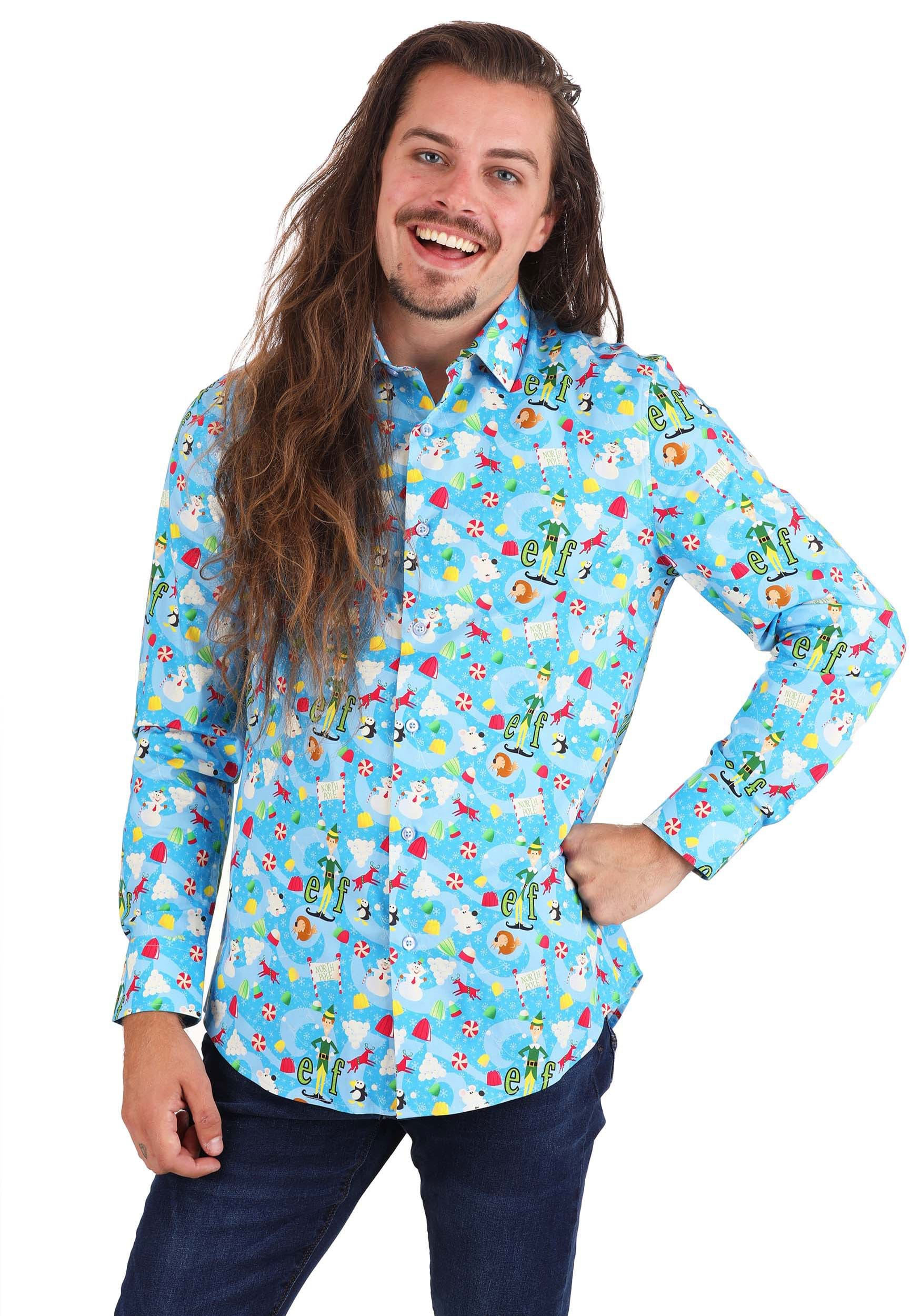 Buddy The Elf Adult Button Up Shirt , Adult Button Ups