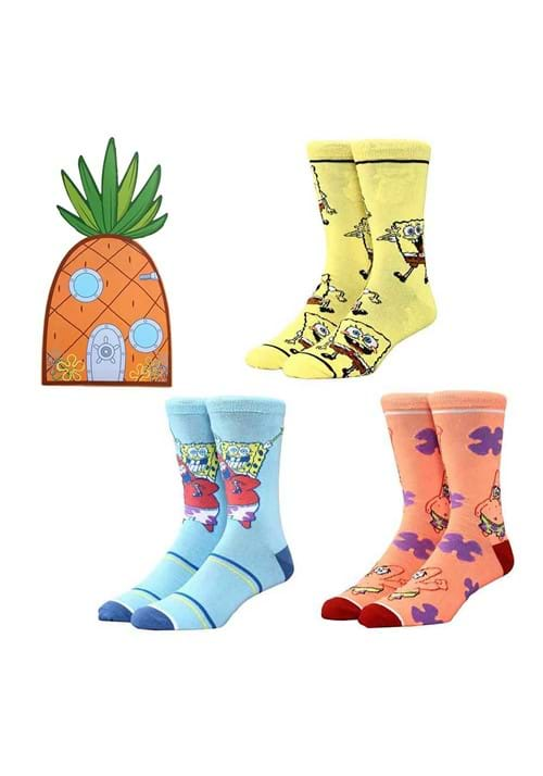 SPONGEBOB & PATRICK PINEAPPLE 3 PAIR CREW BOX SET