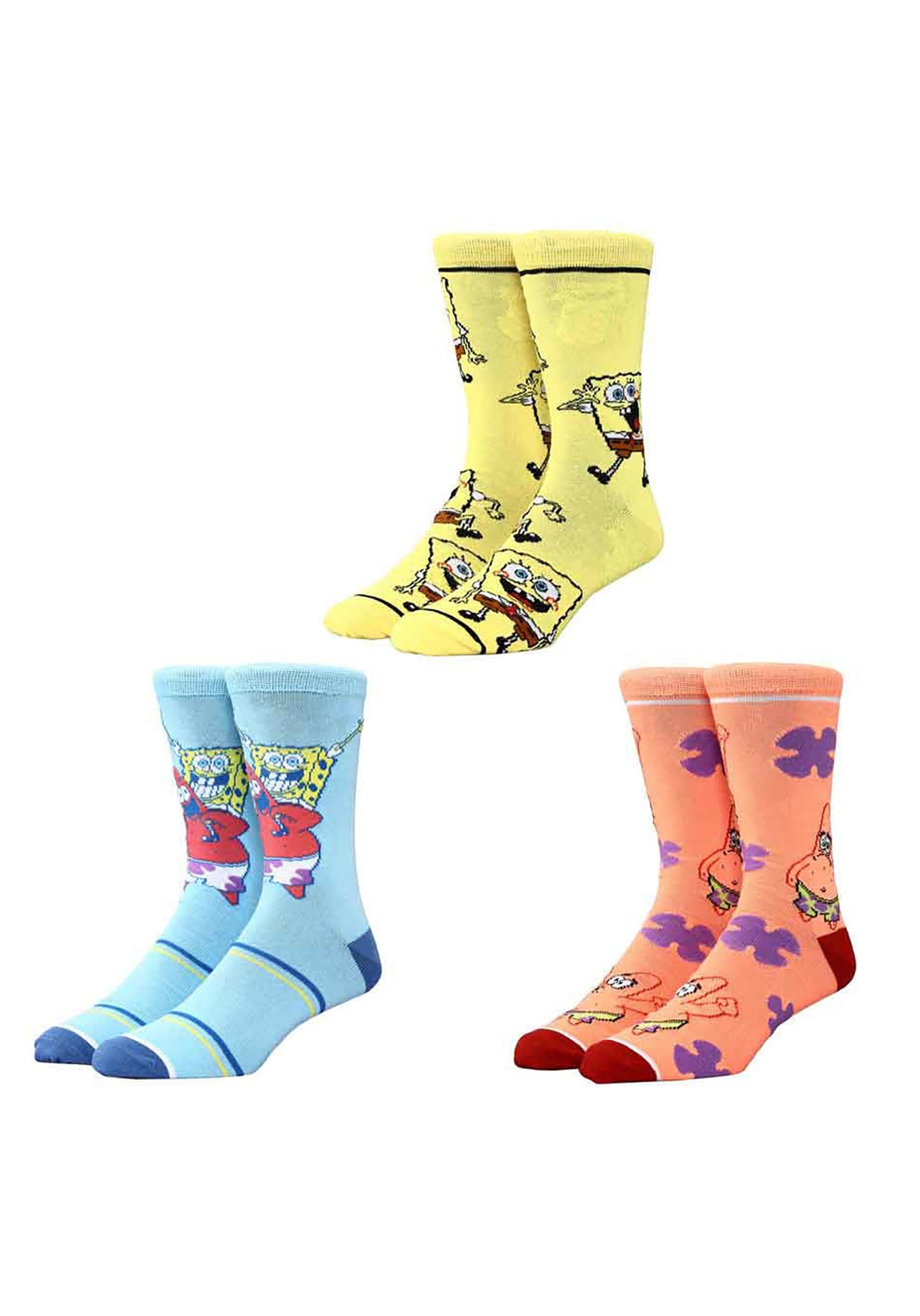 3 Pair Crew Socks Spongebob & Patrick Pineapple Box Set