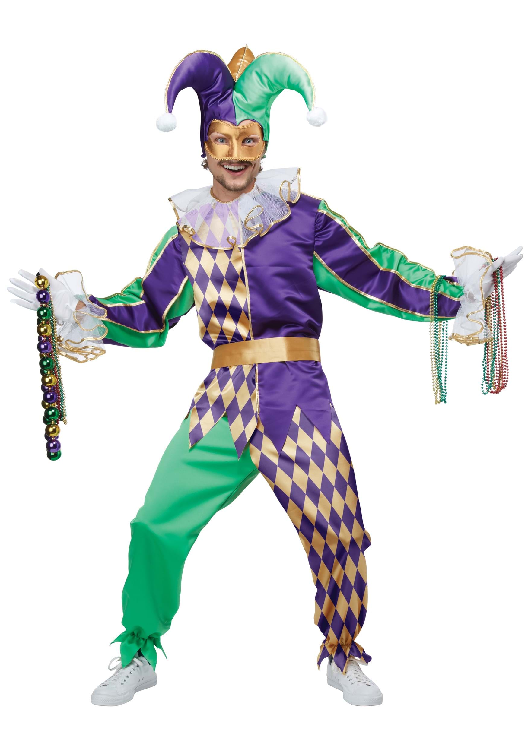 Mardi Gras Jester Fancy Dress Costume For Men