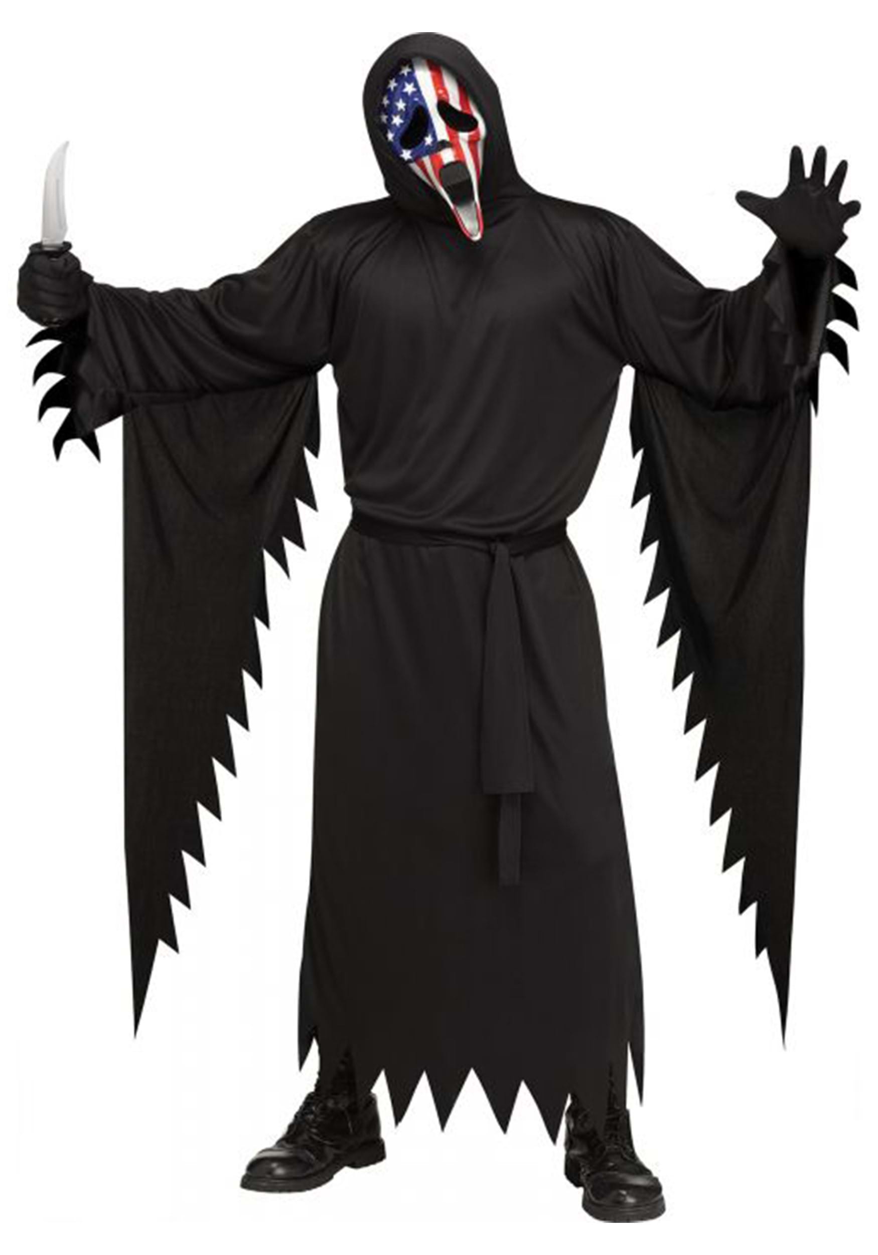 Patriotic Ghost Face Fancy Dress Costume For Adults