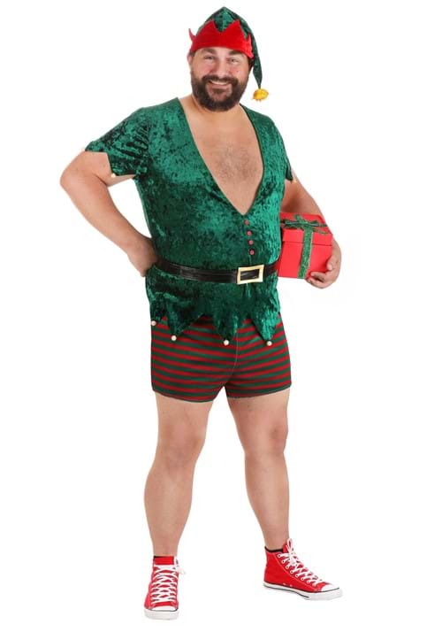 Plus Size Mens Sexy Christmas Elf Costume