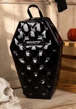 Bat Studded Quilted Patent Coffin Backpack