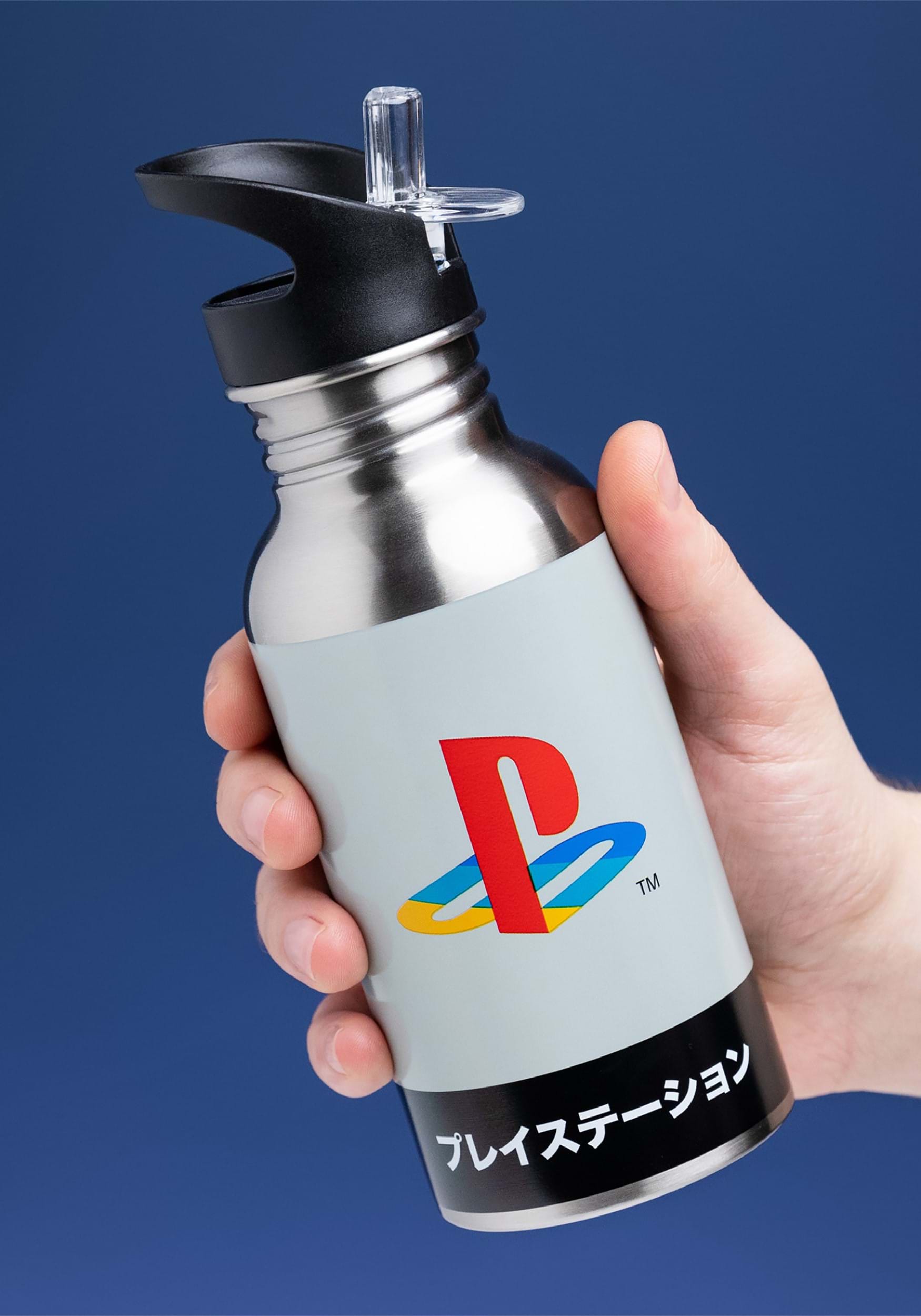 Metal Playstation Heritage Water Bottle With Straw