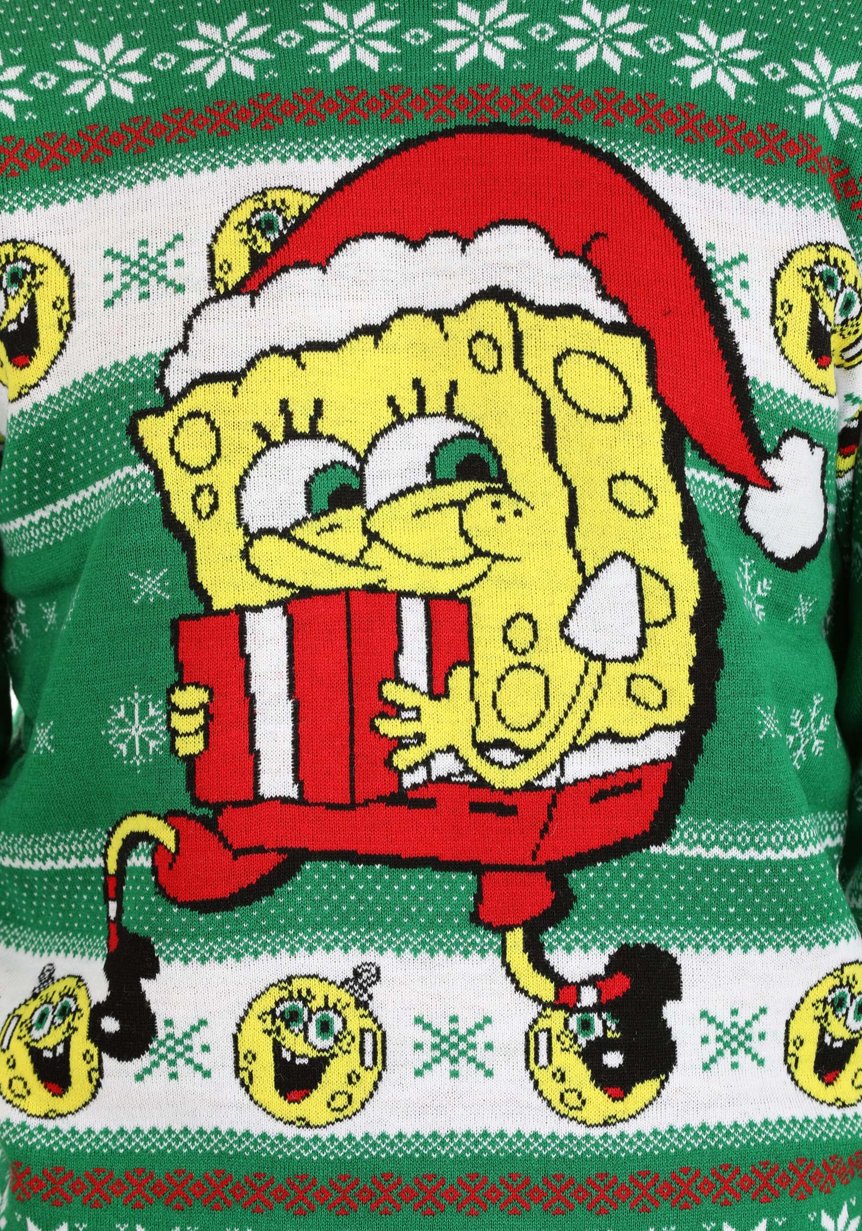 Spongebob Present Green Ugly Christmas Sweater For Adults