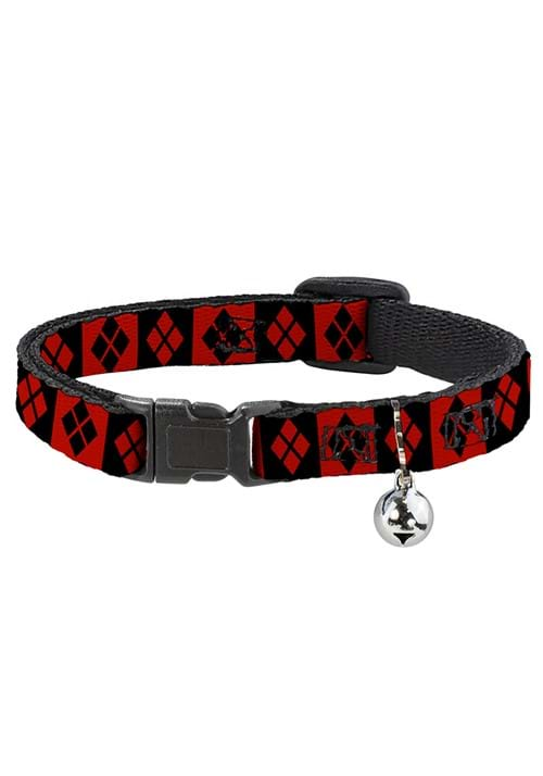 HARLEY QUINN DIAMOND BLOCKS RED BLACK CAT COLLAR BREAKAWAY