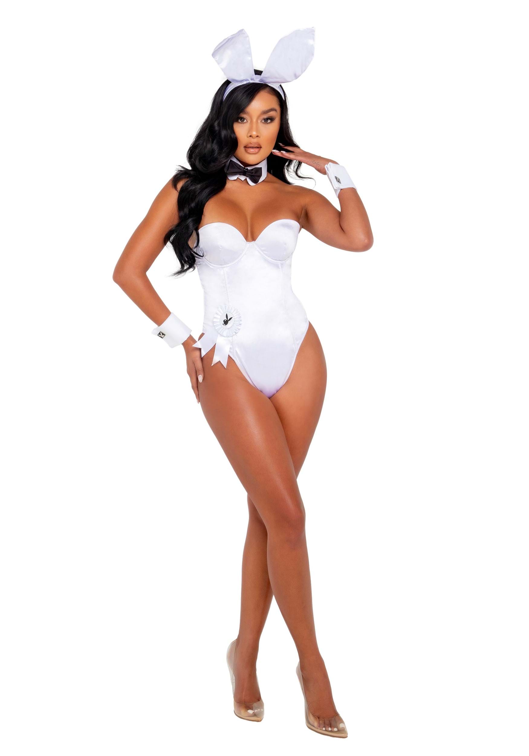 Playboy White Bunny Fancy Dress Costume For Women , Playboy Fancy Dress Costumes