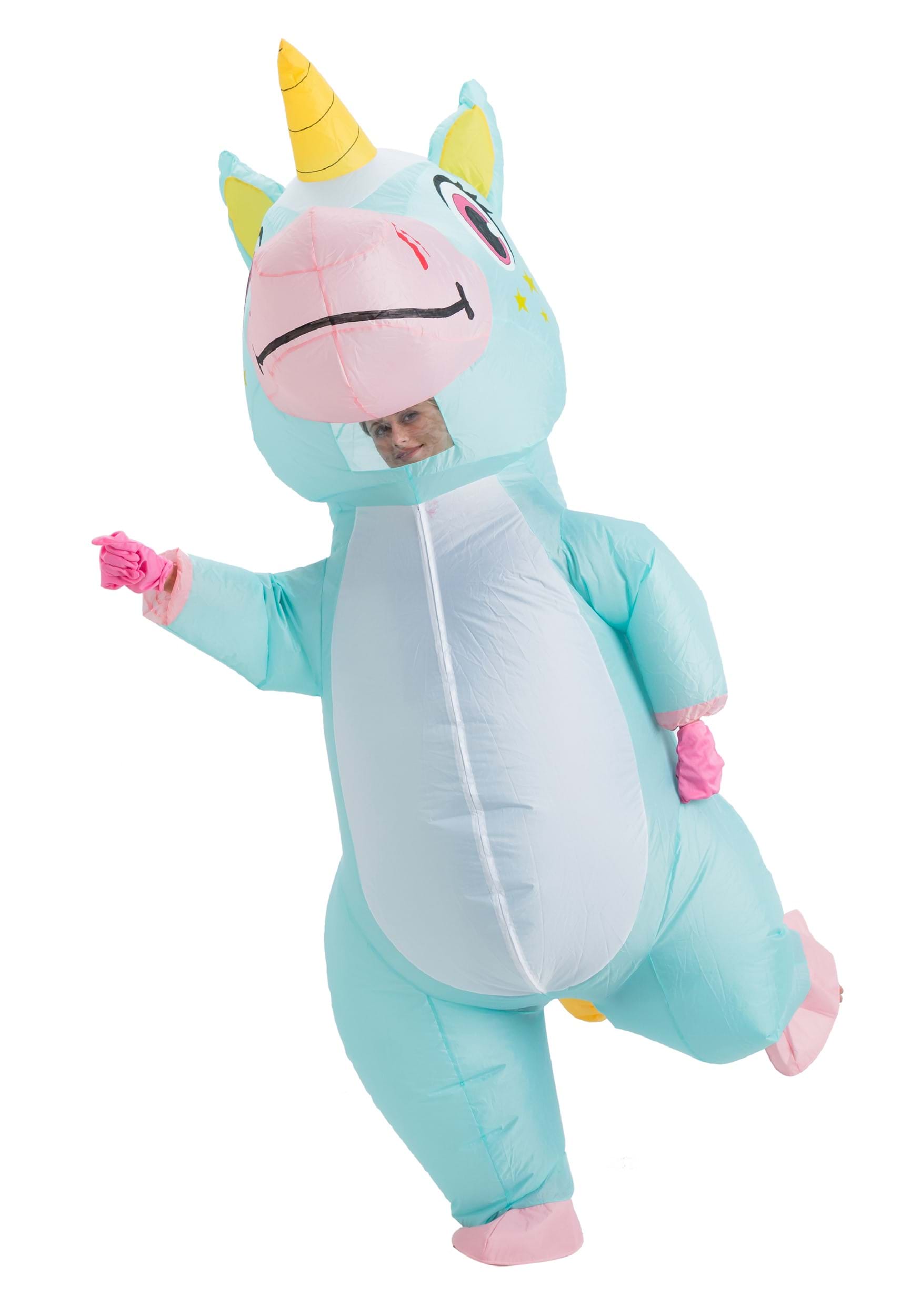Inflatable Blue Unicorn Adult Fancy Dress Costume