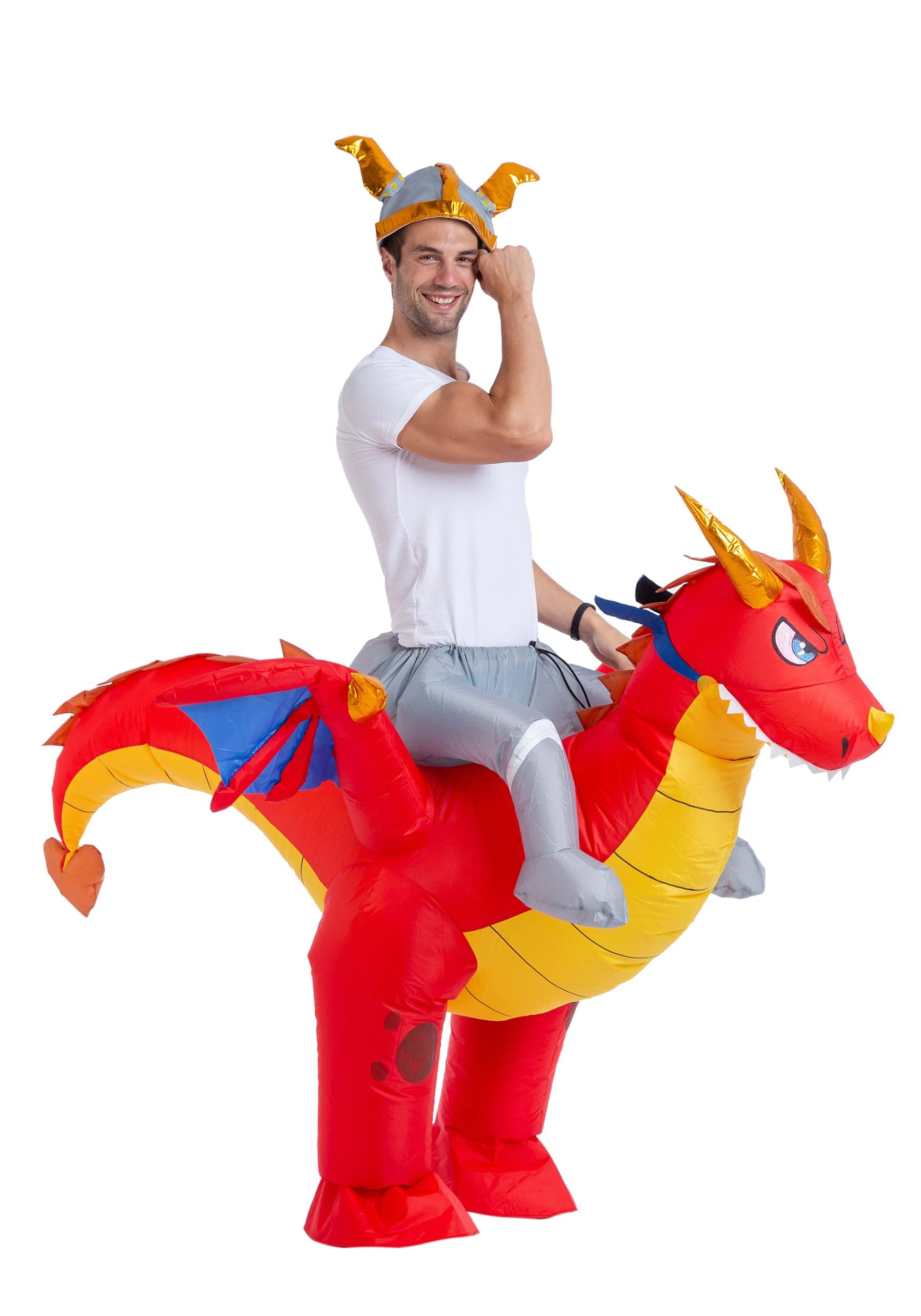 Adult Riding A Fire Dragon Inflatable Fancy Dress Costume , Adult Funny Fancy Dress Costumes