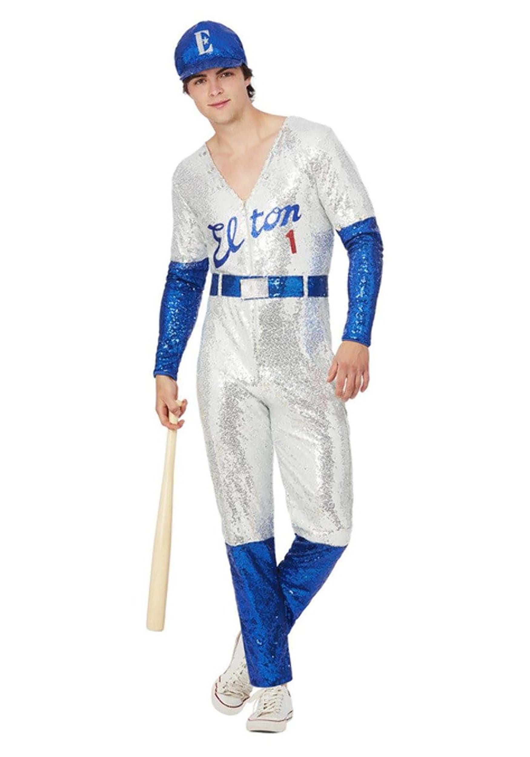 Elton John Deluxe Sequin Baseball Men's Fancy Dress Costume