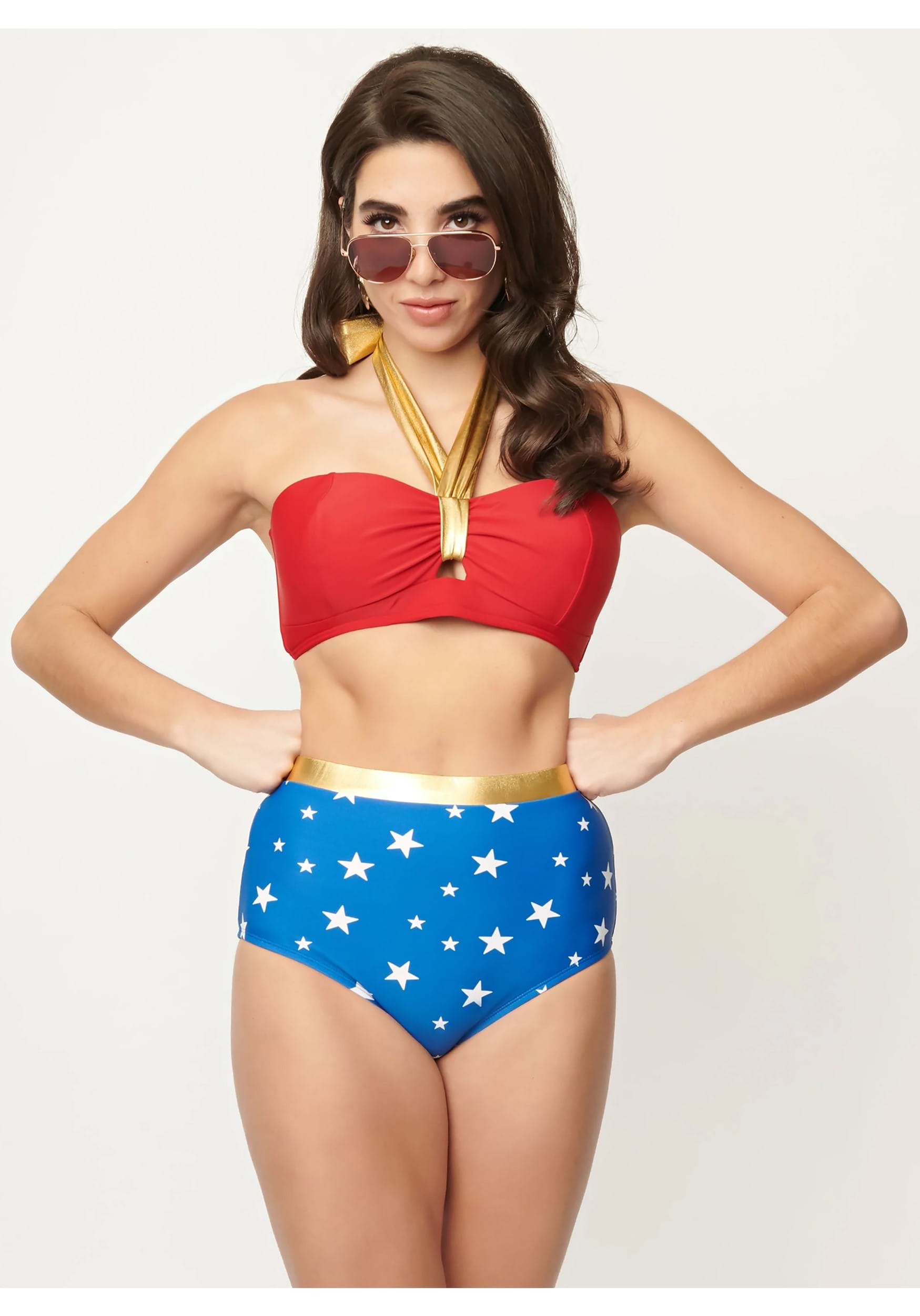Wonder Woman Halter Red & Gold Bikini Top