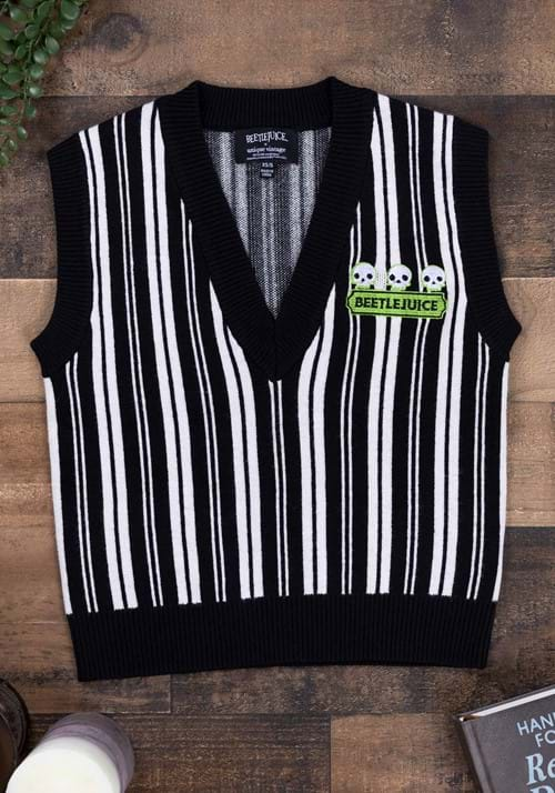 Beetlejuice X Unique Vintage Cropped Sweater Vest