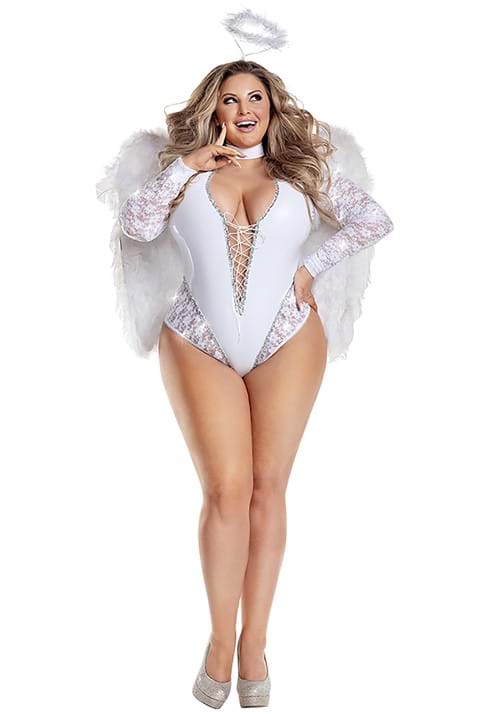 Womens Plus Size Sexy Sparkle Angel Costume