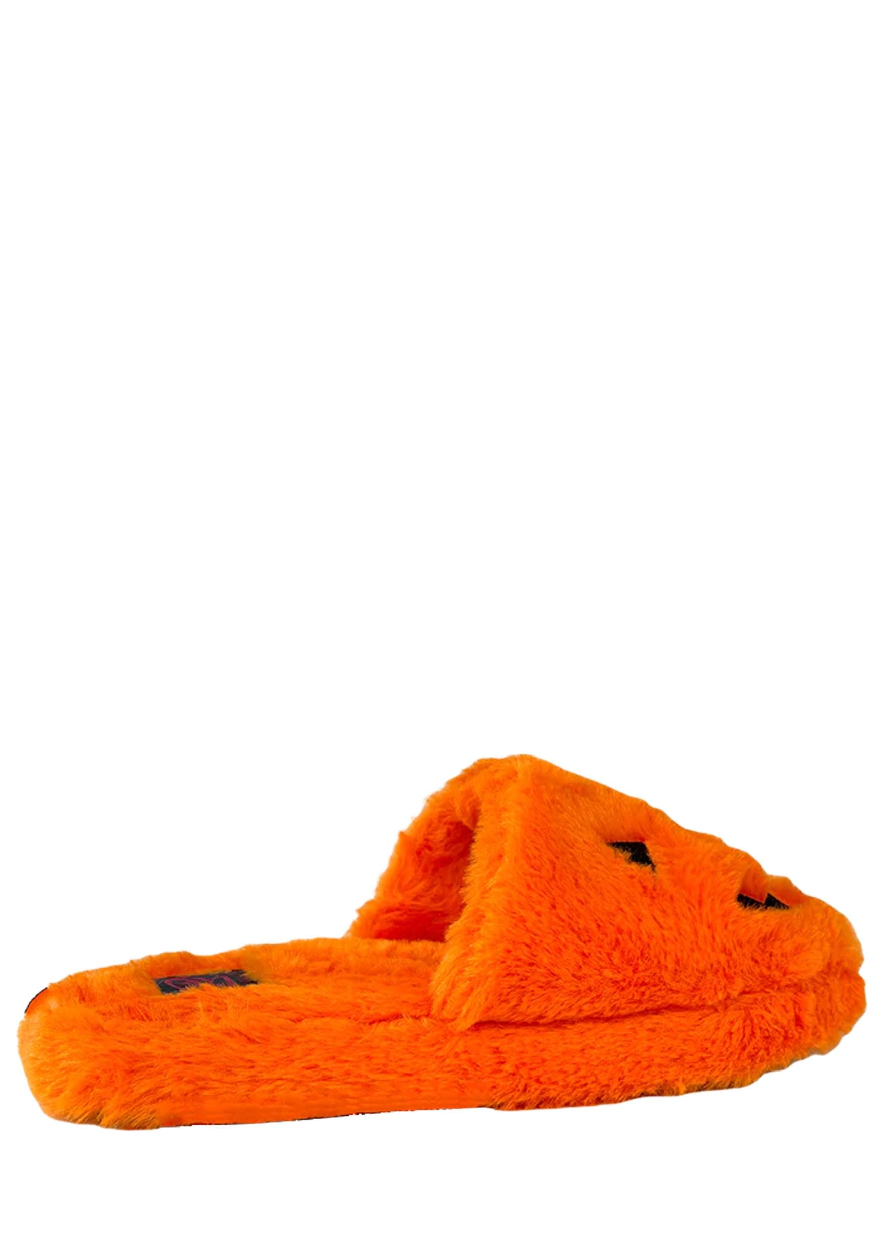 Furry Orange Jack O' Lantern Slipper