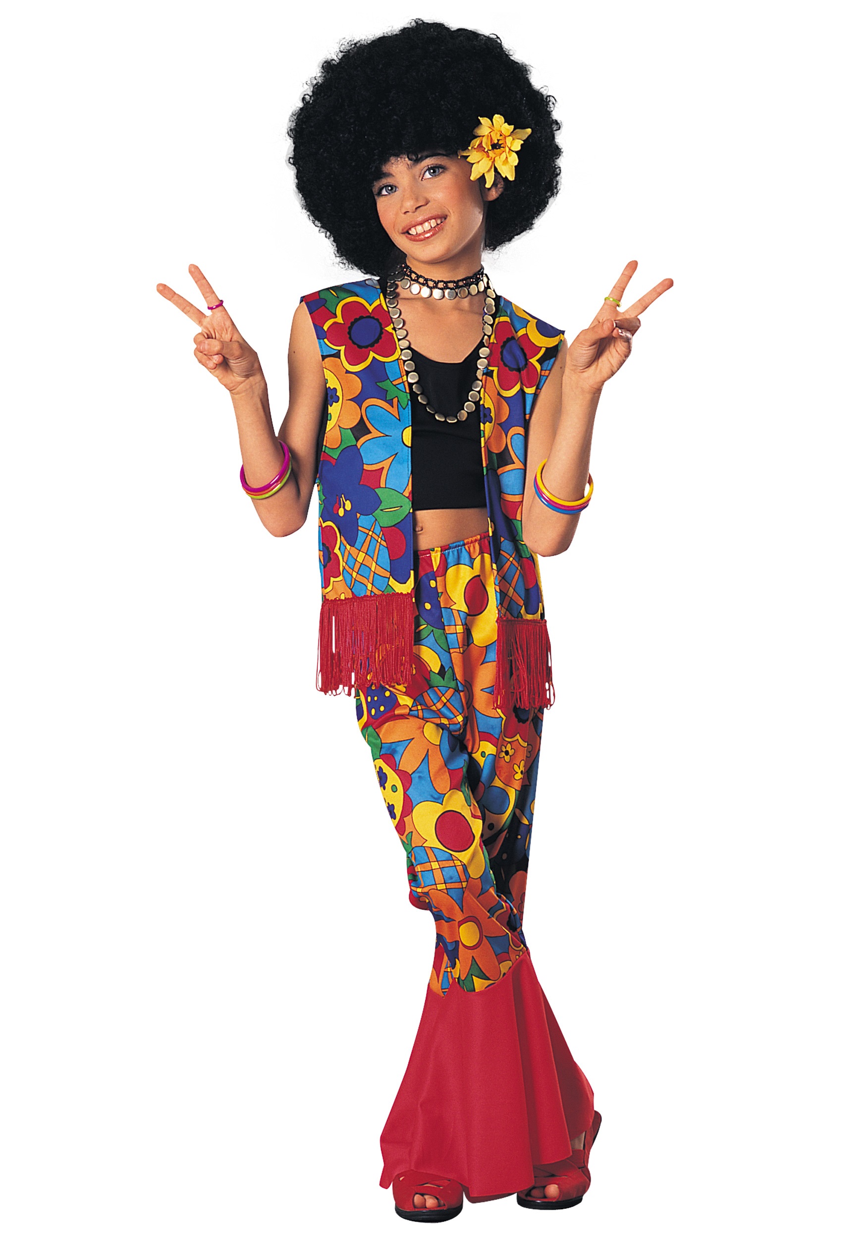 Girl's Flower Power Hippie Fancy Dress Costume