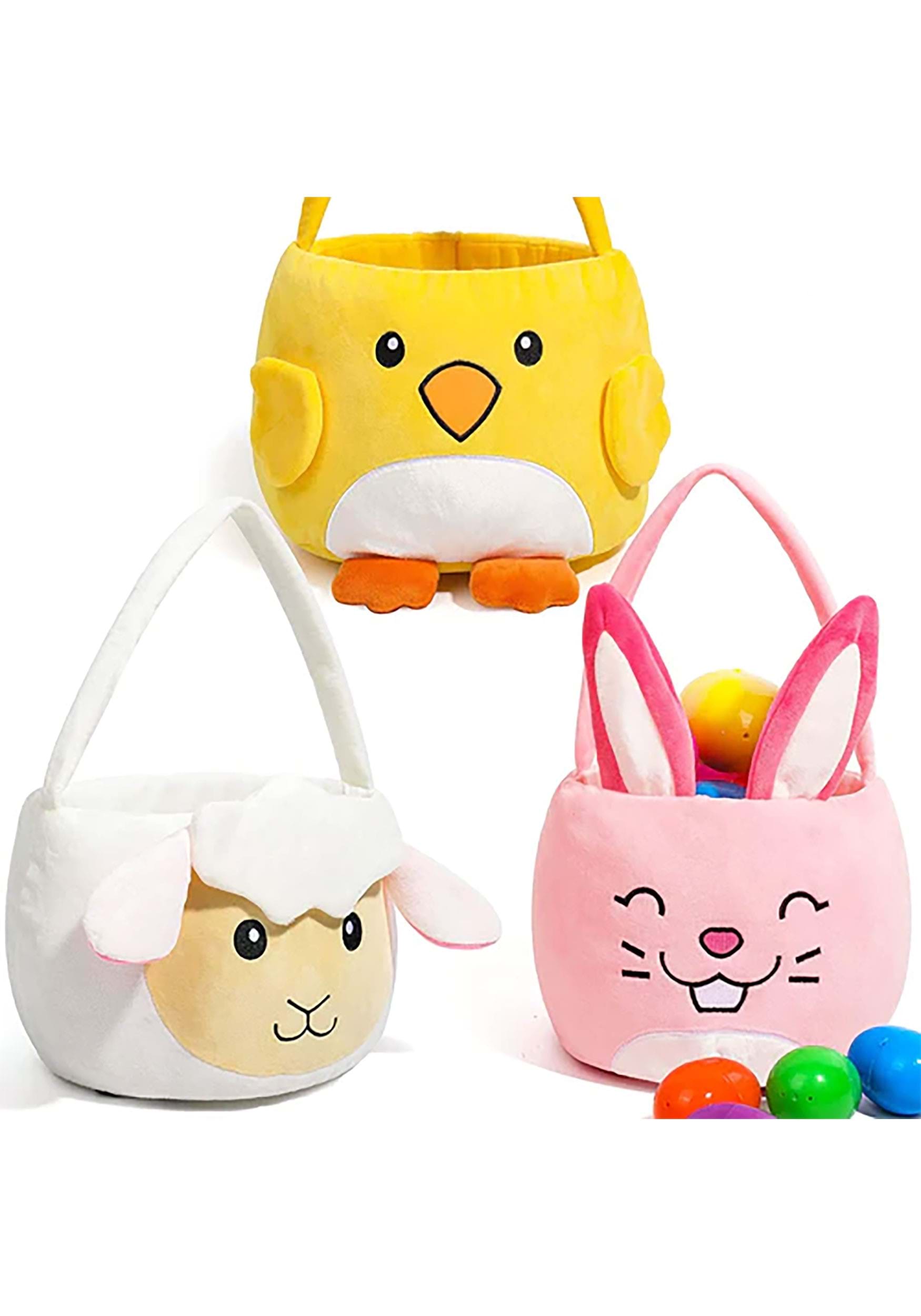 3 Pack Chicken, Bunny And Sheep Basket Set , Easter Gift