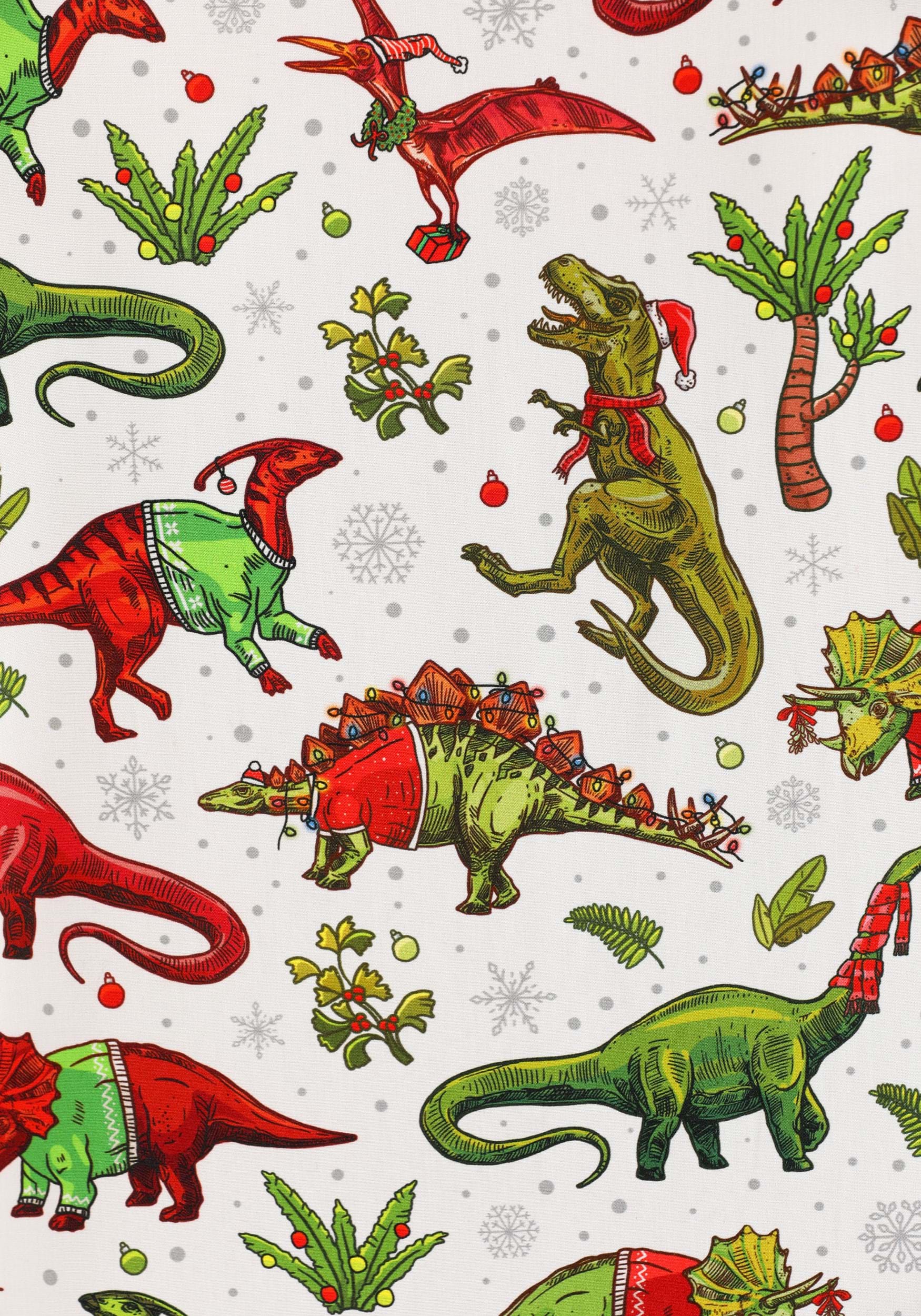 Holiday Dinosaurs Button Up Shirt For Adults , Holiday Christmas Shirts