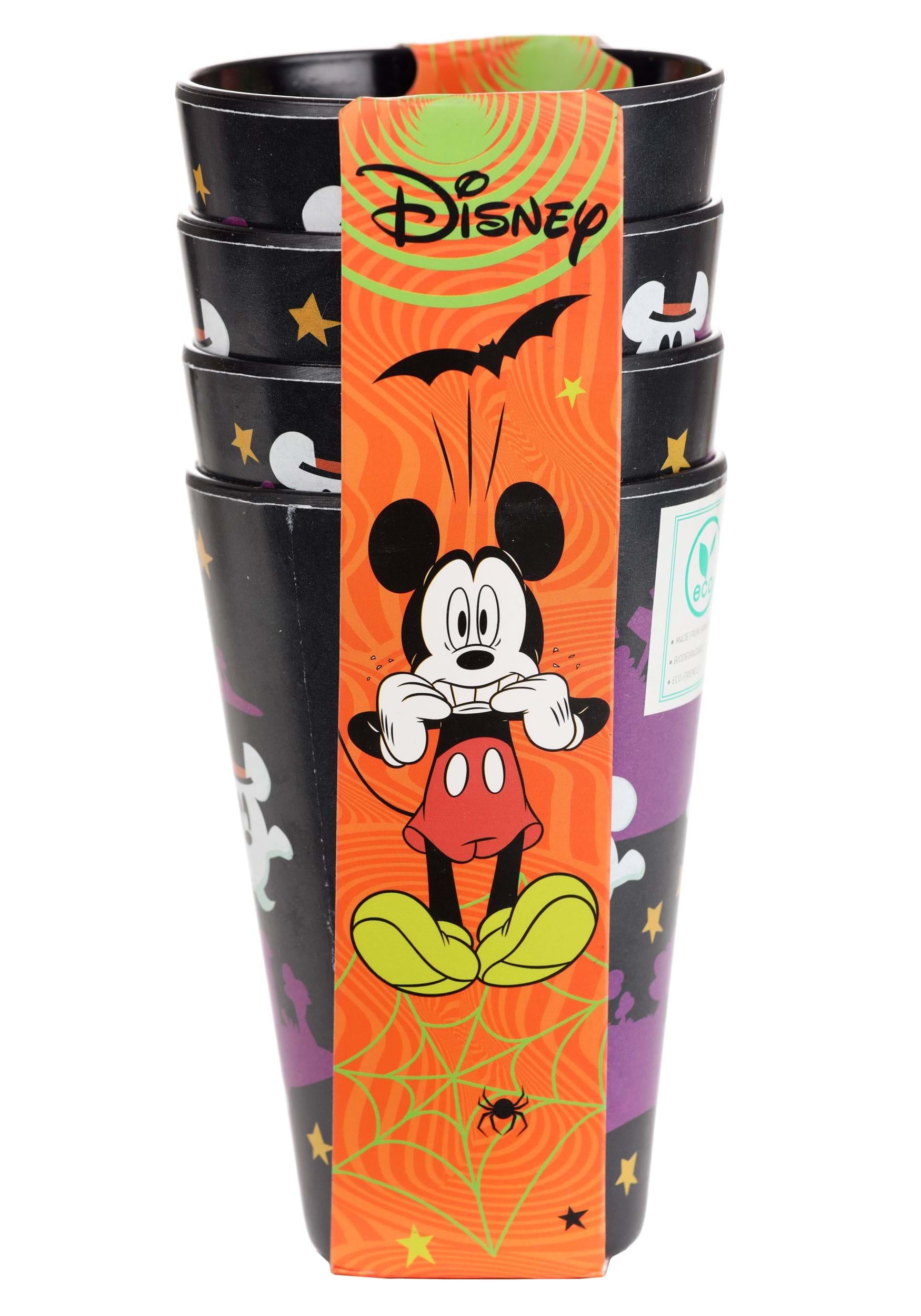 Disney Mickey Ghost Black Bamboo Tumblers Set Of 4