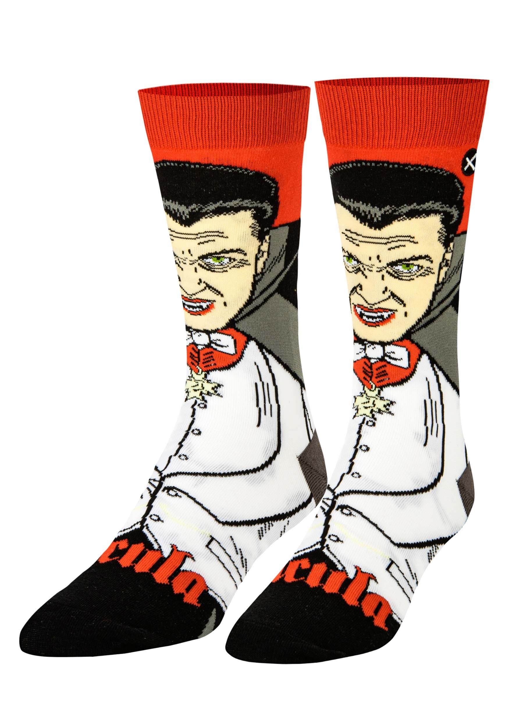 Red Dracula Straight Adult Crew Socks , Halloween Socks