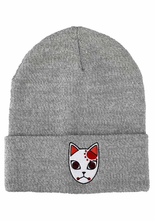 Demon Slayer Fox Mask Embroidered Cuff Beanie