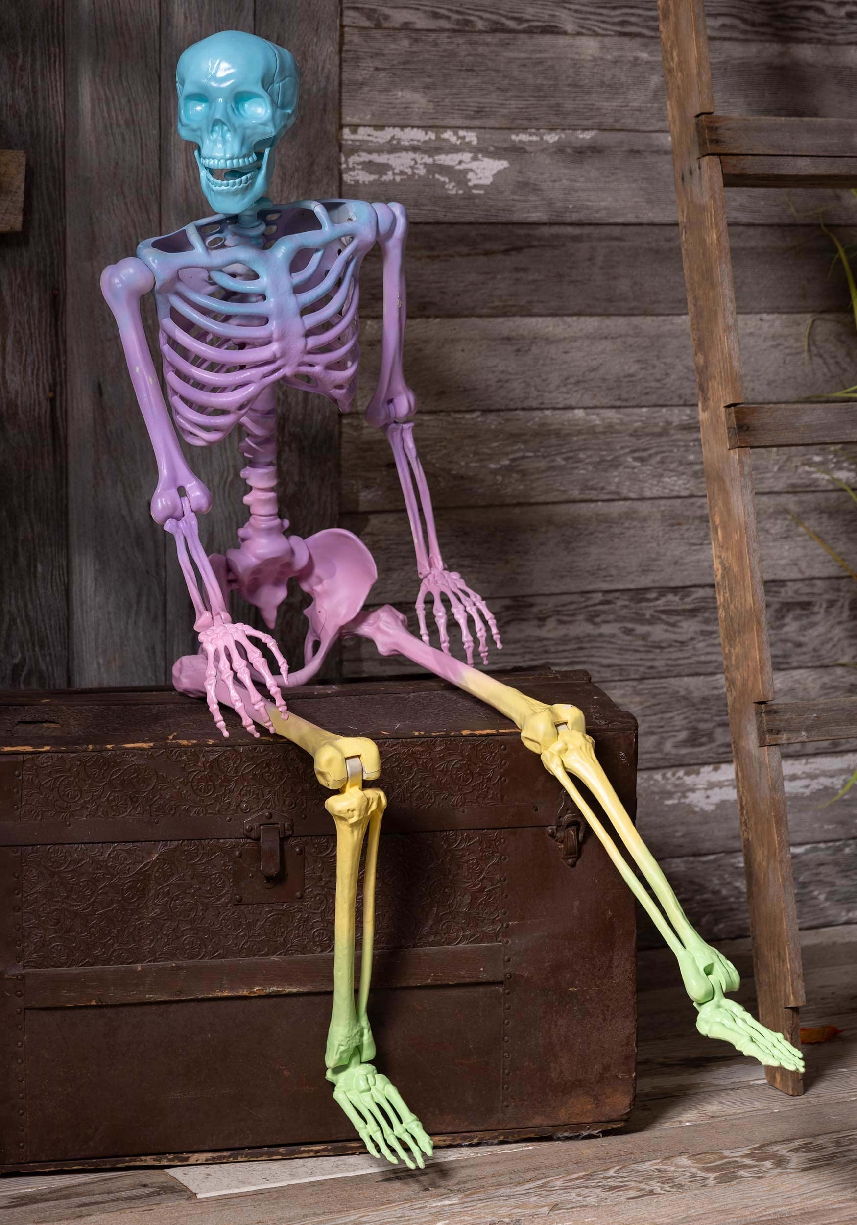 Crazy Bones Poseable Skeleton In Rainbow Halloween Prop