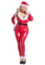 Womens Plus Size Sexy Liquid Latex Santa Jumpsuit Costume