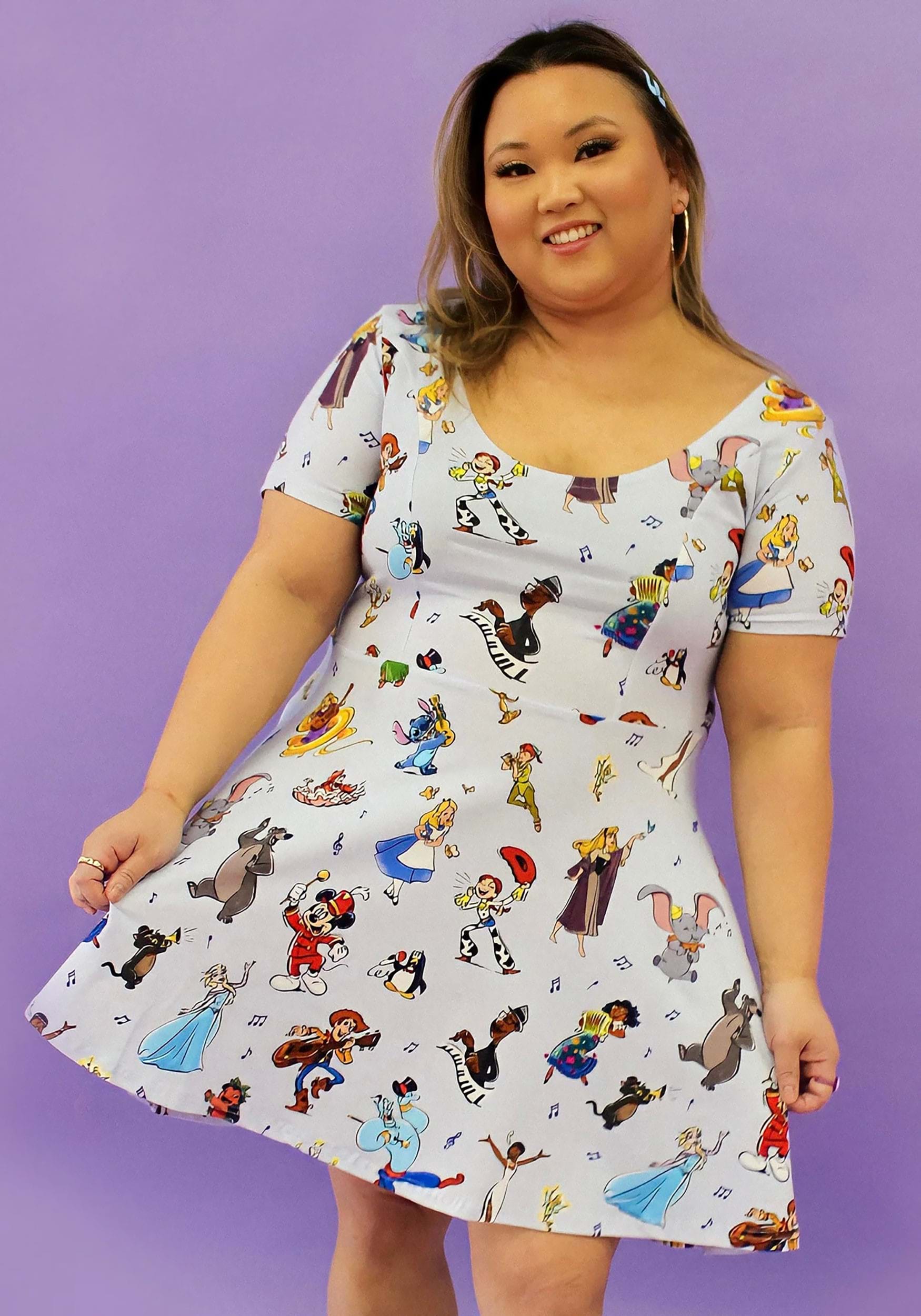 Cakeworthy Disney 100 Music Scoop Neck Women's Dress