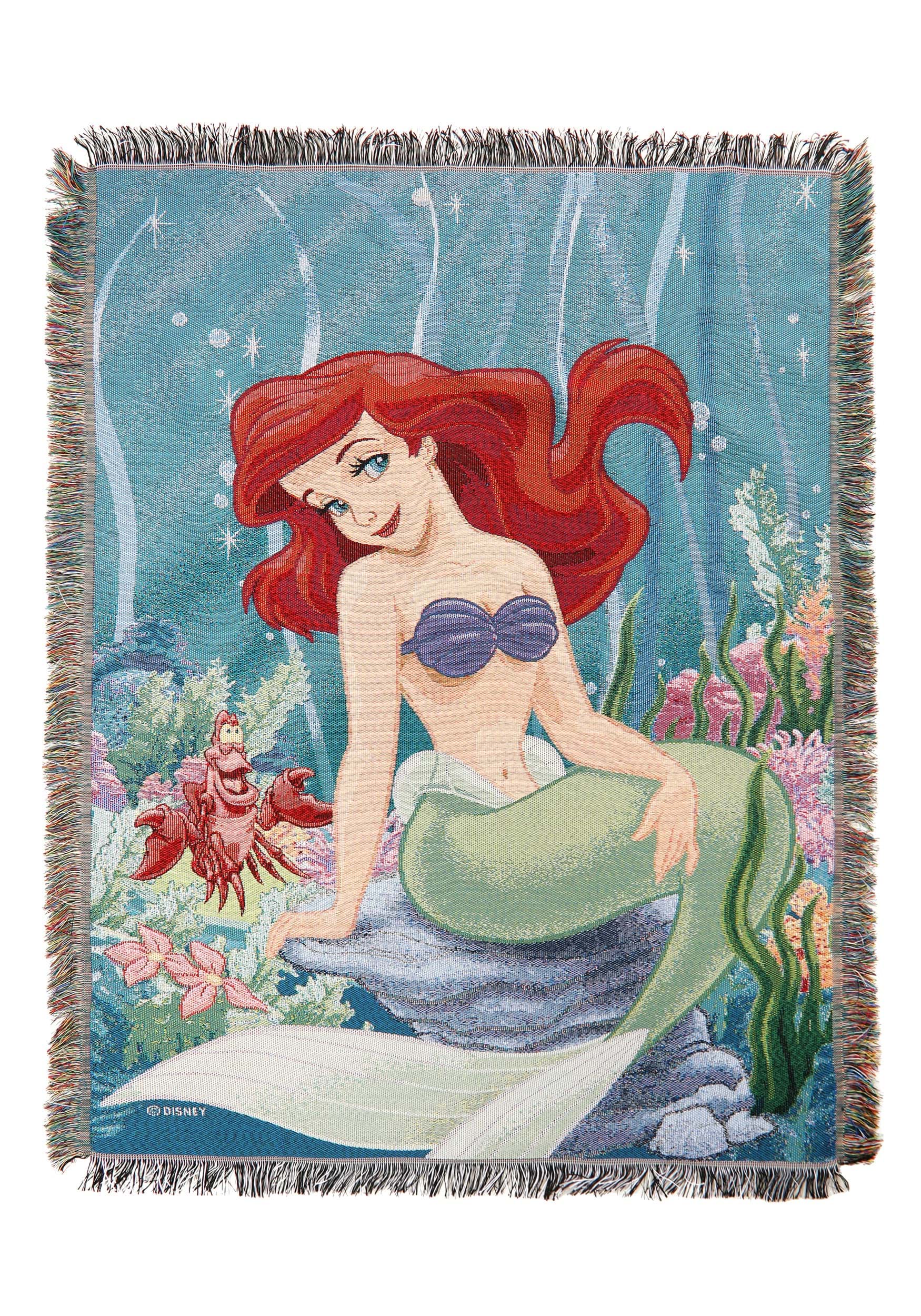 Ariel Garden Mermaid Tapestry Blanket , Disney Blankets