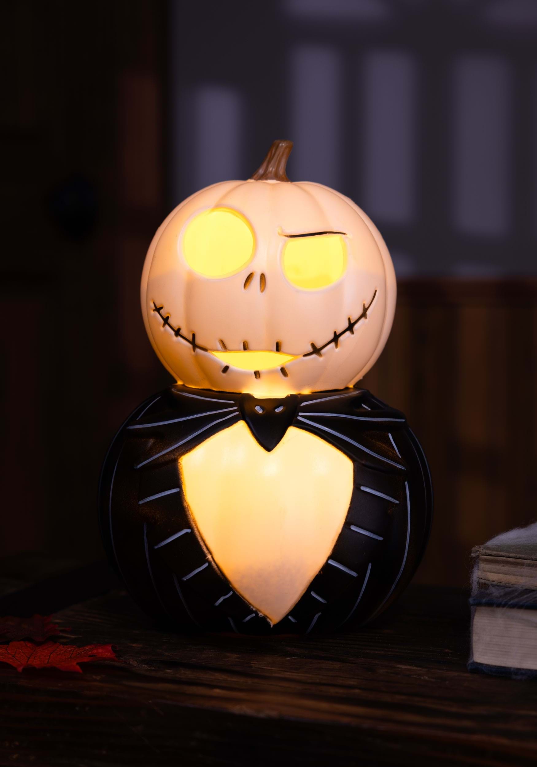 Jack Skeleton Light Up 8.25 Pumpkin Halloween Decoration