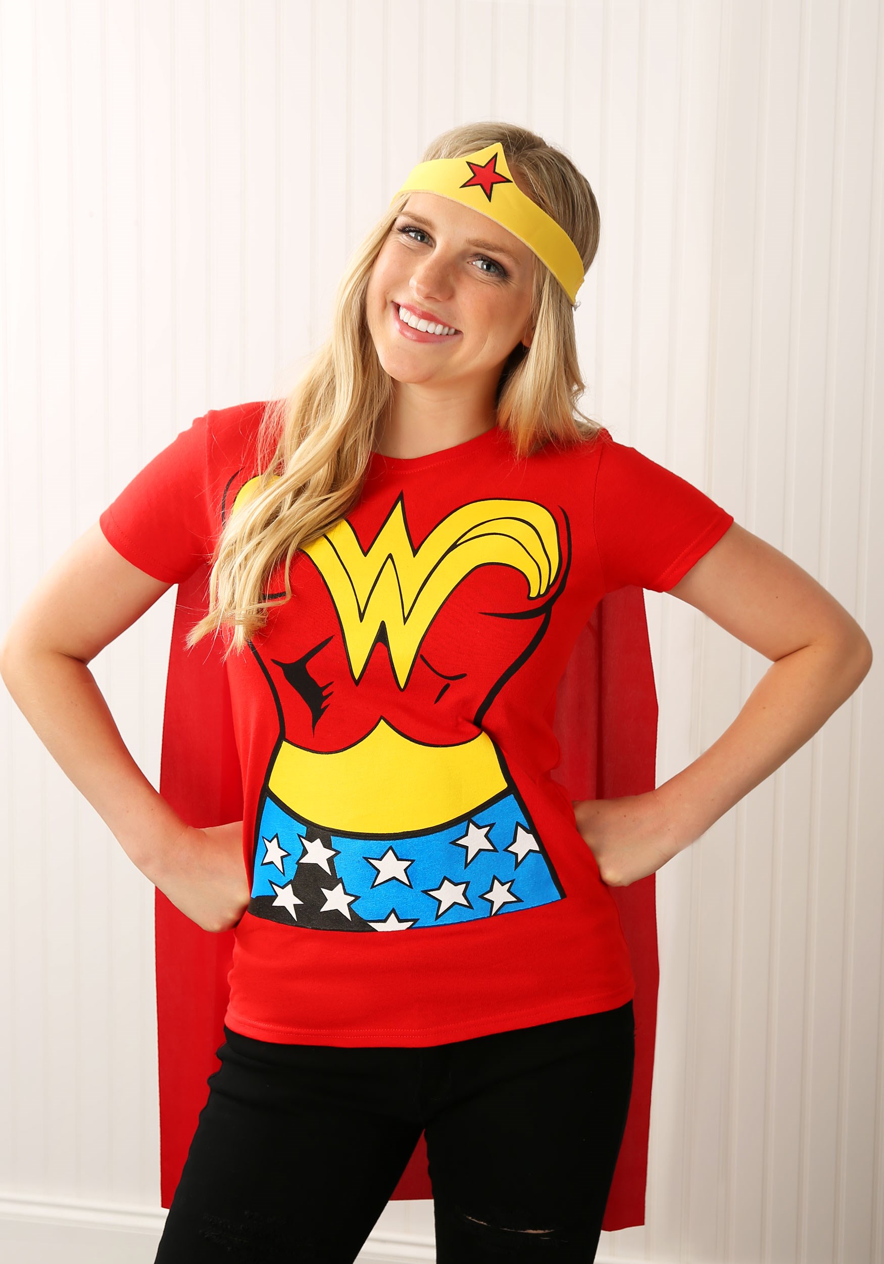 Wonder Woman T-Shirt Fancy Dress Costume For Adults , Adult Wonder Woman Fancy Dress Costume Ideas