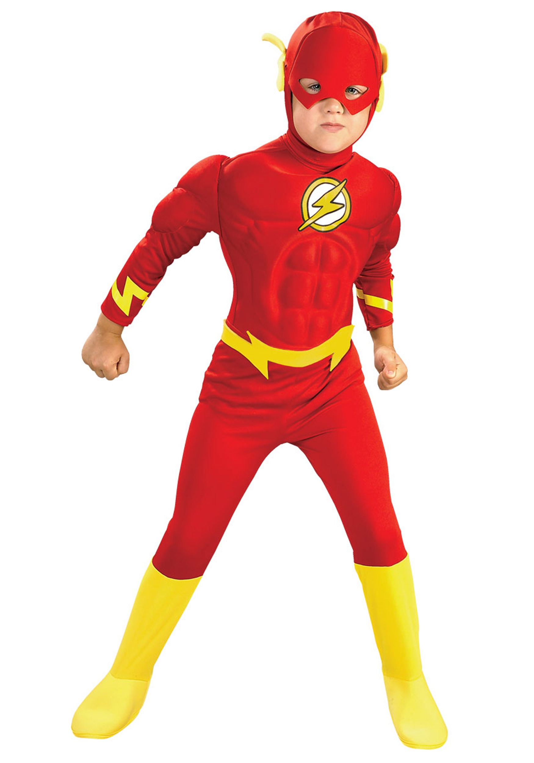 Child Deluxe Muscle Chest Flash Fancy Dress Costume Includes Muscle Jumpsuit and Head Piece