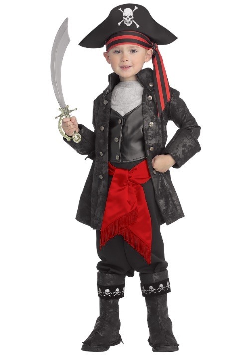 Captain Black Pirate Costume For Little Kids