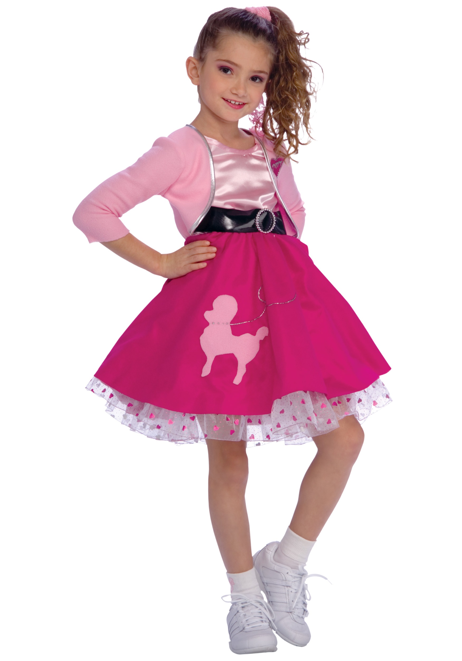 Pink Poodle Skirt Girls Fancy Dress Costume